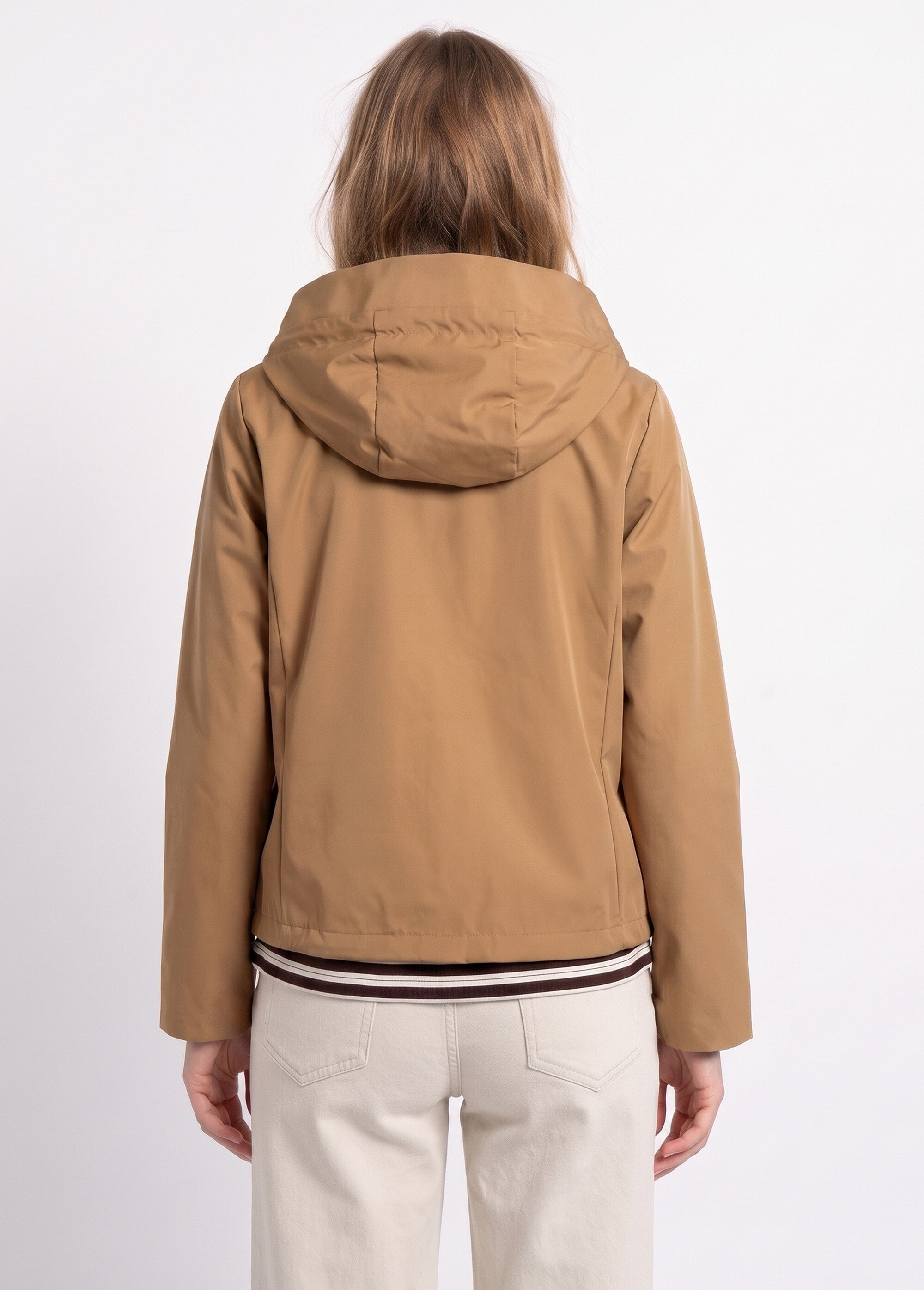Veste coupe vent imperméable col montant Femme Marron LJ-6104 DO1