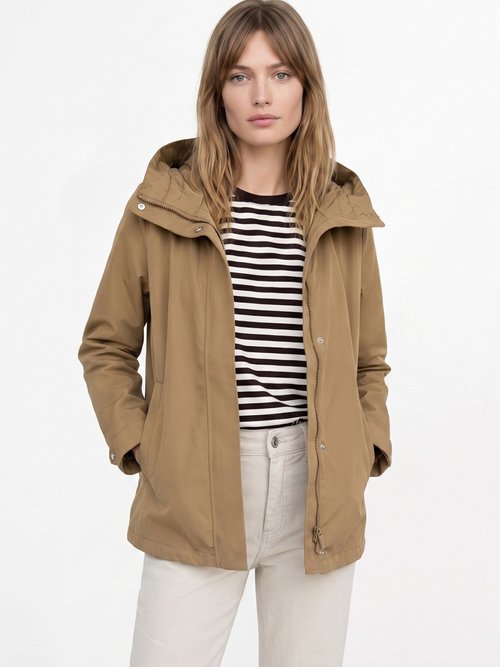 Veste coupe vent imperméable col montant Femme Marron LJ-6104 FA1