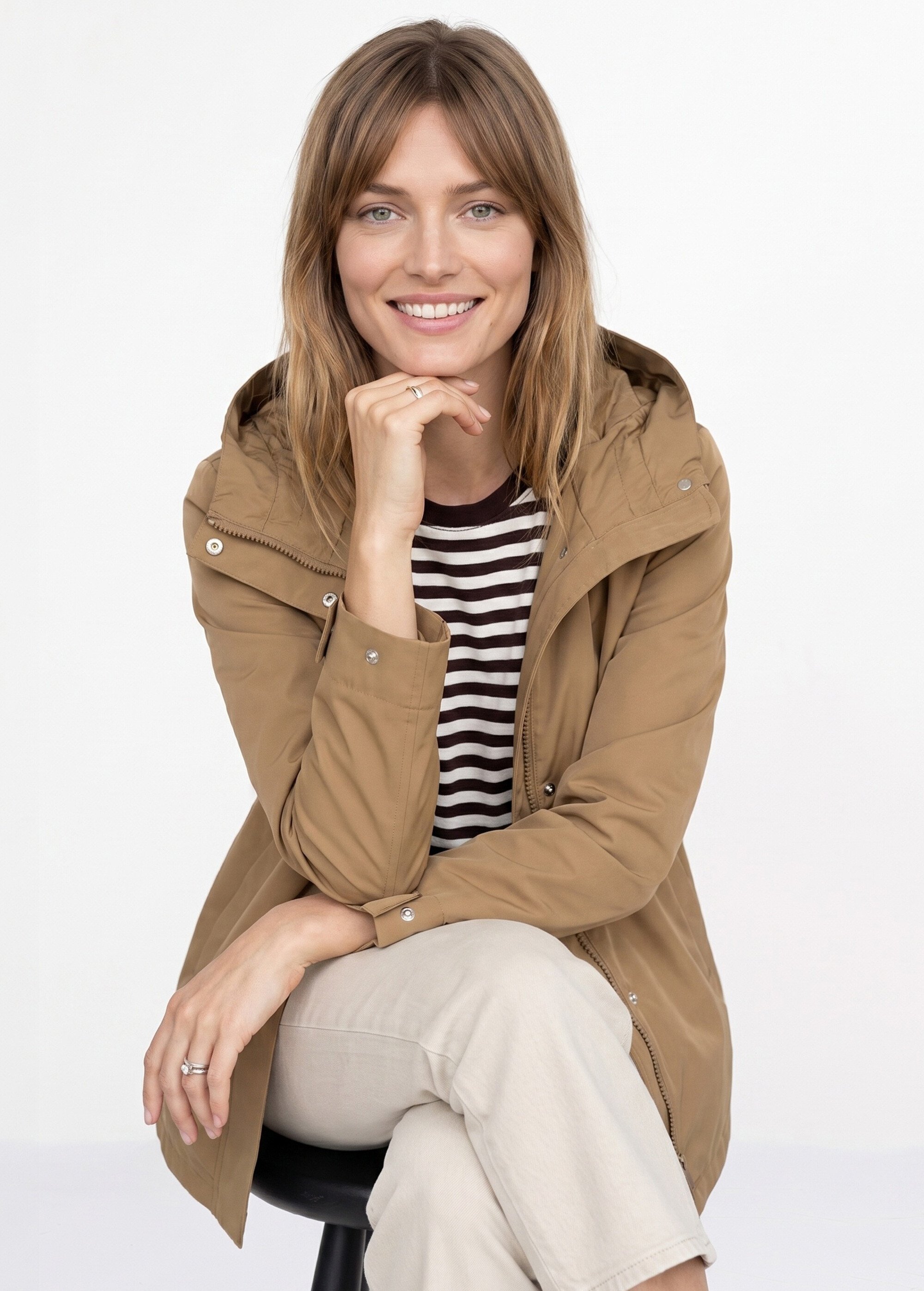 Veste coupe vent imperméable col montant Femme Marron LJ-6104 MV1