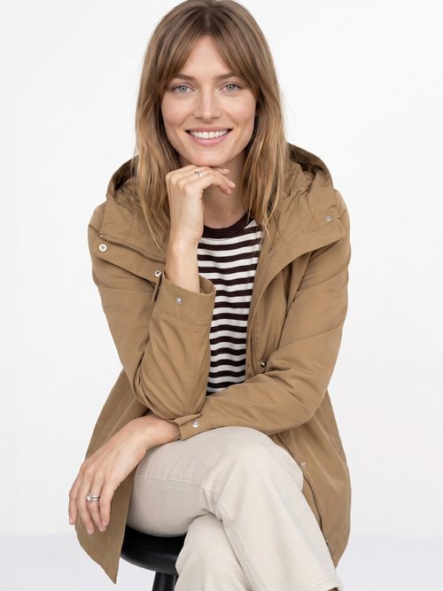 Veste coupe vent imperméable col montant Femme Marron LJ-6104 MV1