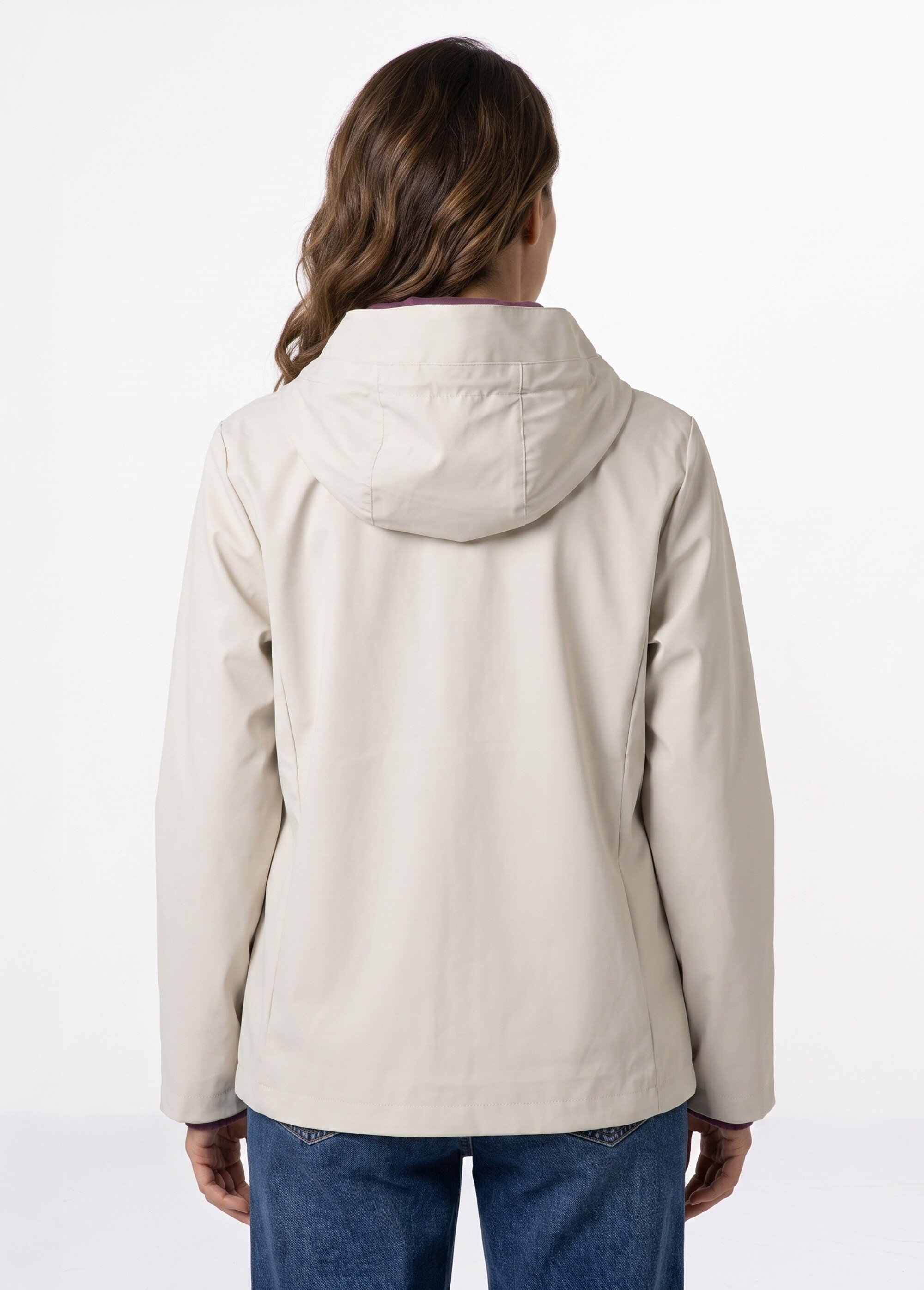 Veste coupe vent imperméable col montant Femme Beige LJ-6104 DO1