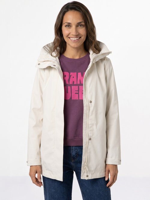 Veste coupe vent imperméable col montant Femme Beige LJ-6104 FA1