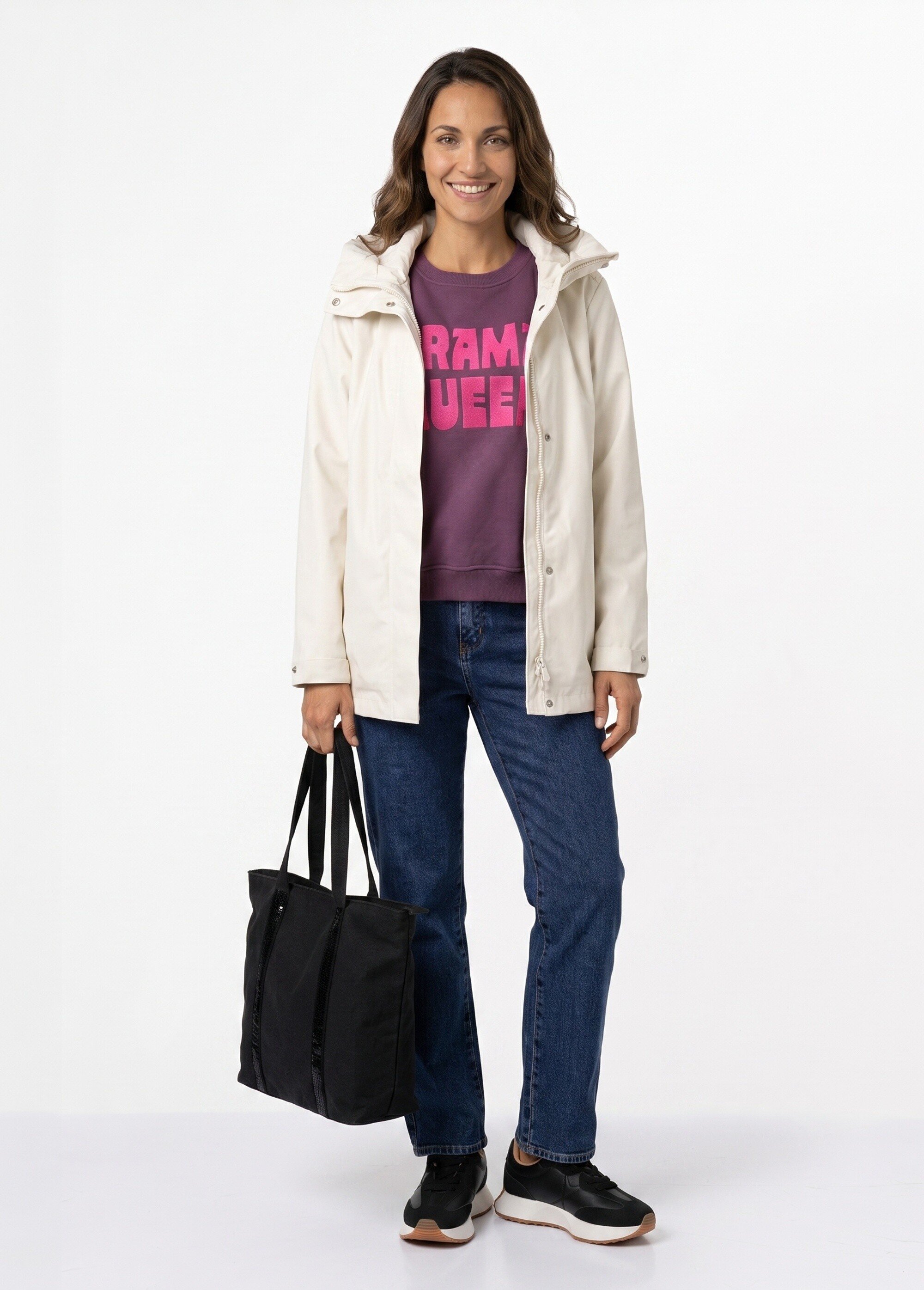 Veste coupe vent imperméable col montant Femme Beige LJ-6104 SI1