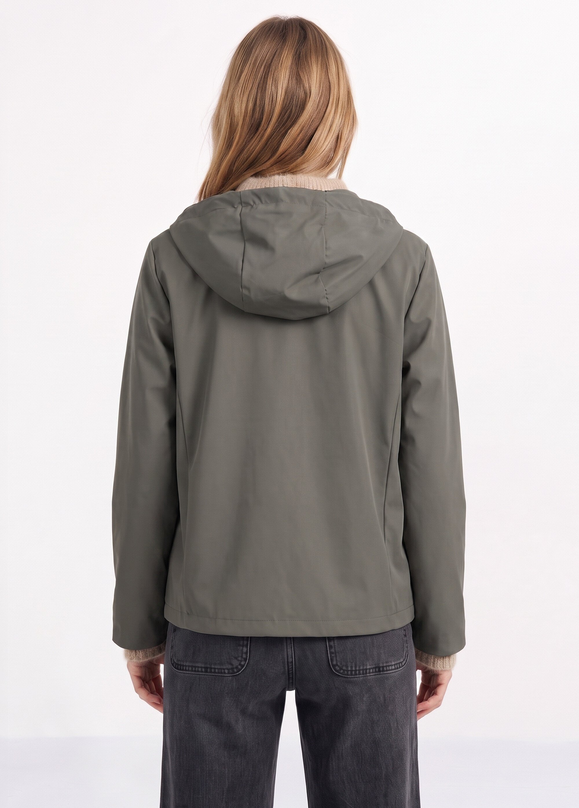 Veste coupe vent imperméable col montant Femme Vert LJ-6104 DO1
