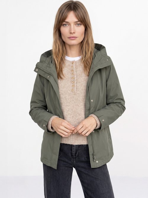 Veste coupe vent imperméable col montant Femme Vert LJ-6104 FA1