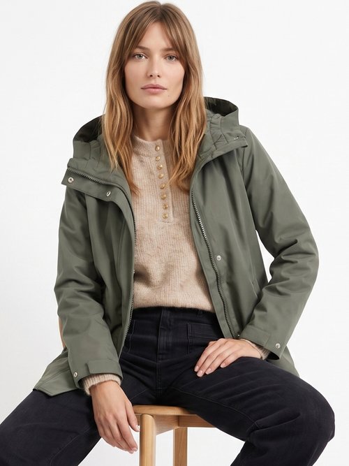 Veste coupe vent imperméable col montant Femme Vert LJ-6104 MV1