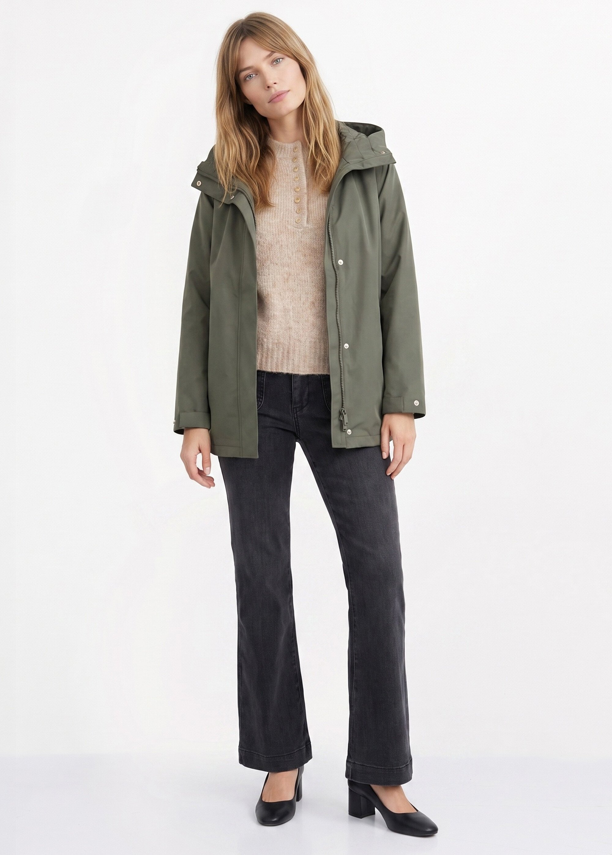 Veste coupe vent imperméable col montant Femme Vert LJ-6104 SI1
