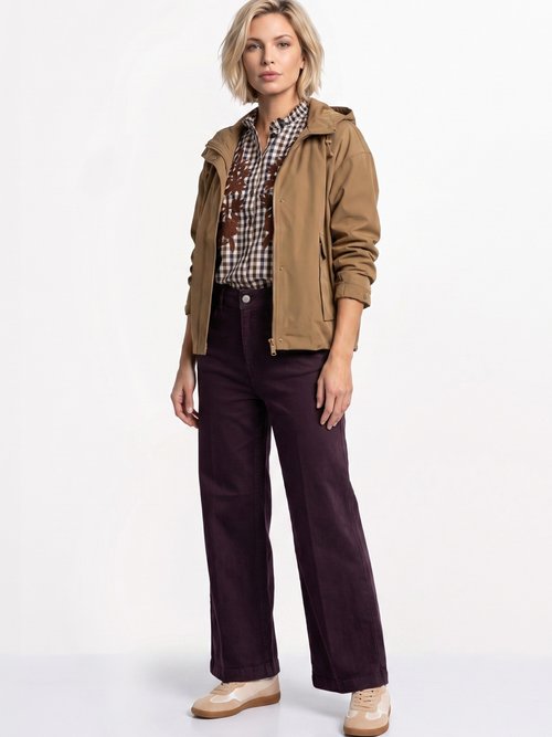 Veste courte coupe vent, capuche amovible Femme Marron LJ-6110 SI1