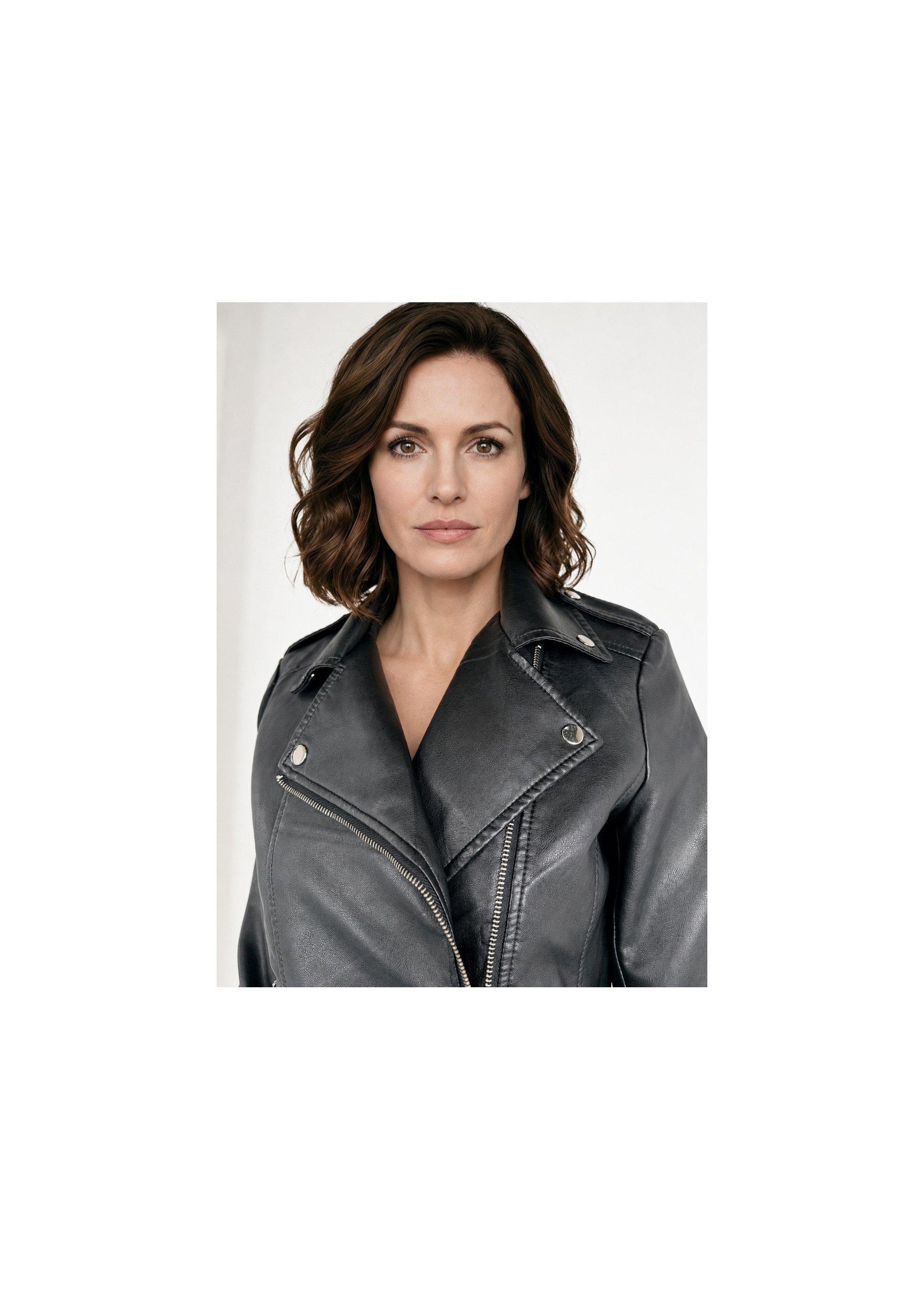 Veste de motard zippée en simili cuir Femme Noir SFT-S-3808 DE1