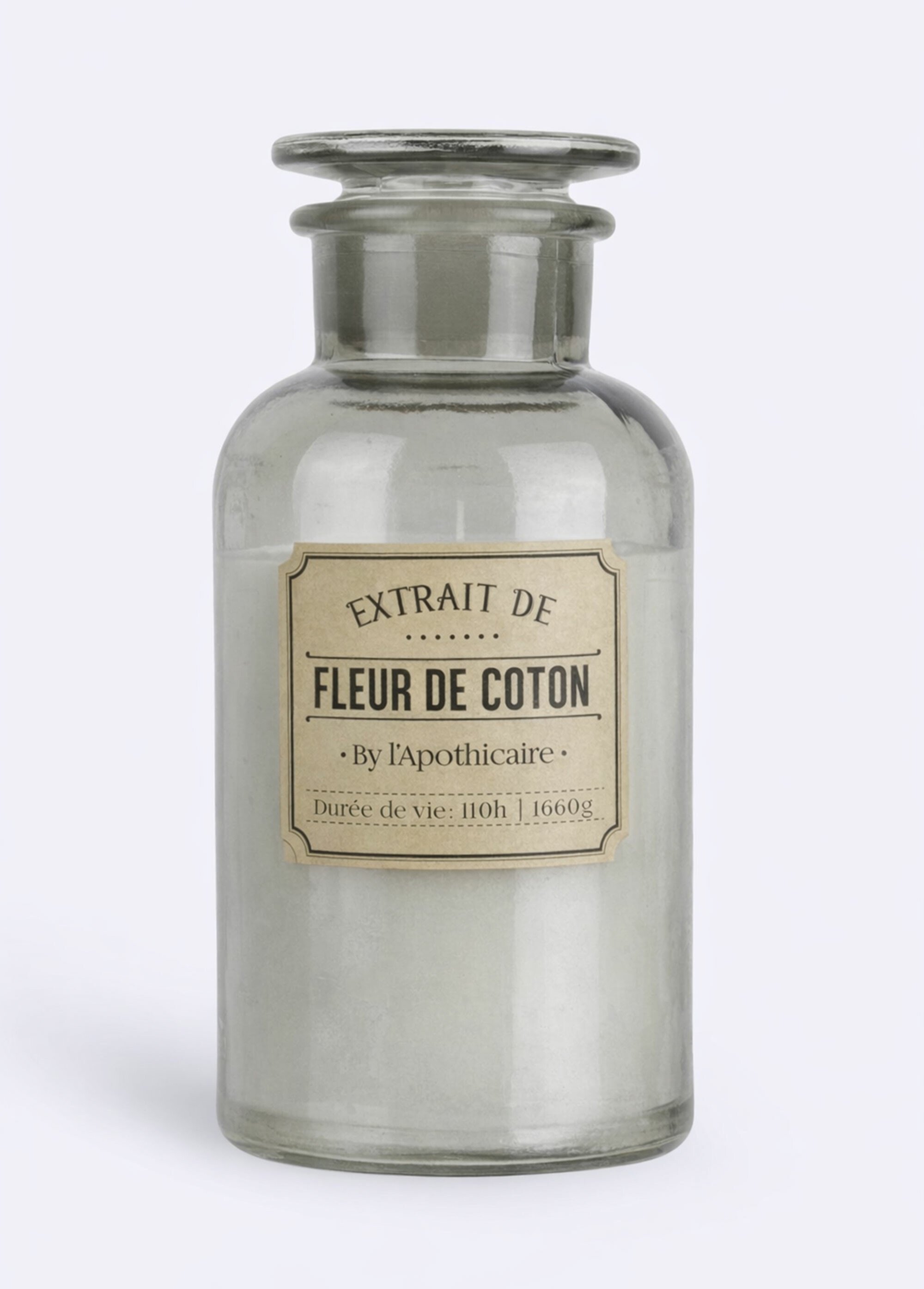 Bougie rétro parfumée en verre 25,5cm Blanc CMP-BO5169 FA1