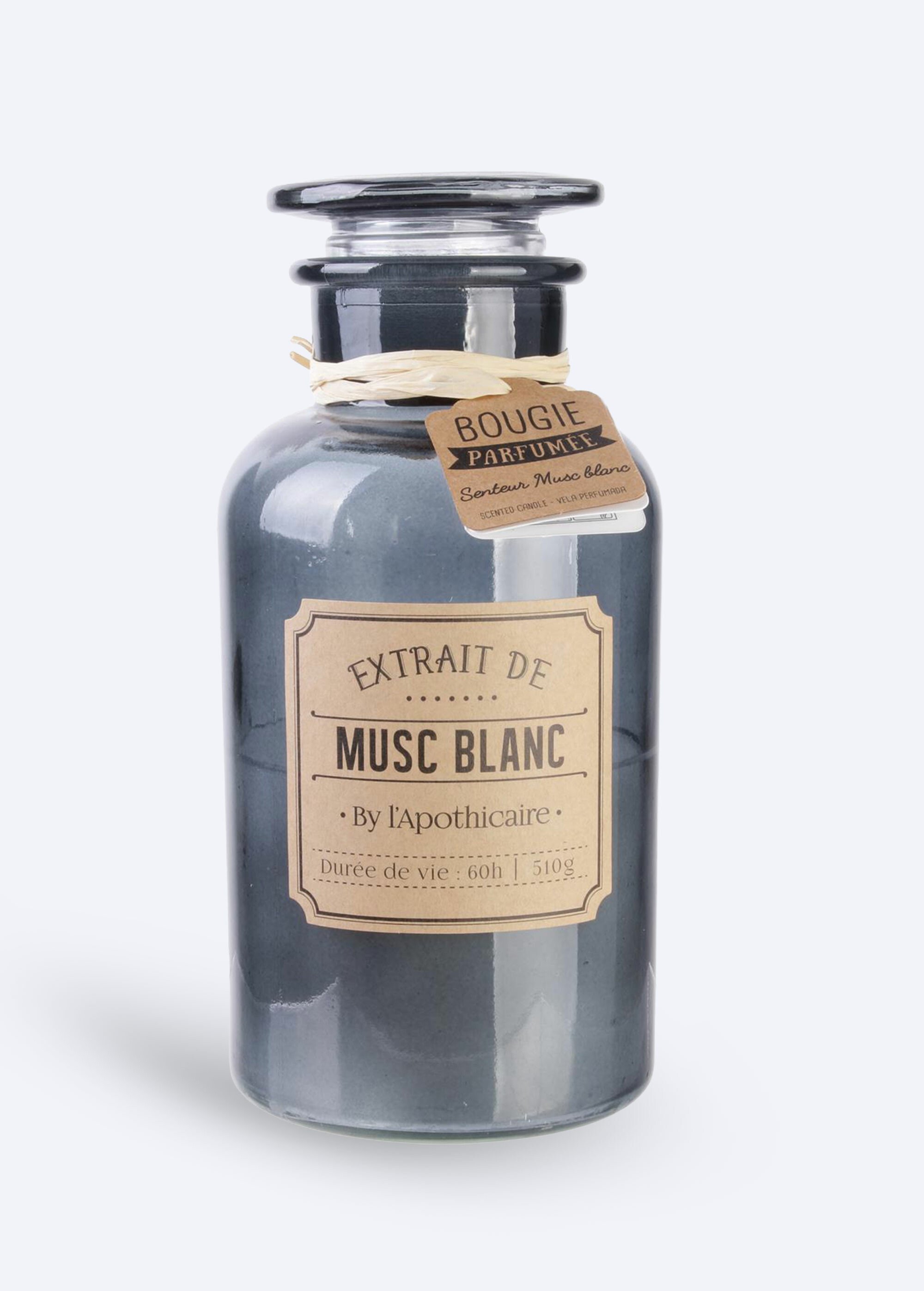 Bougie verre teinté rétro parfumée, 21cm Bleu CMP-BO5168 FA1