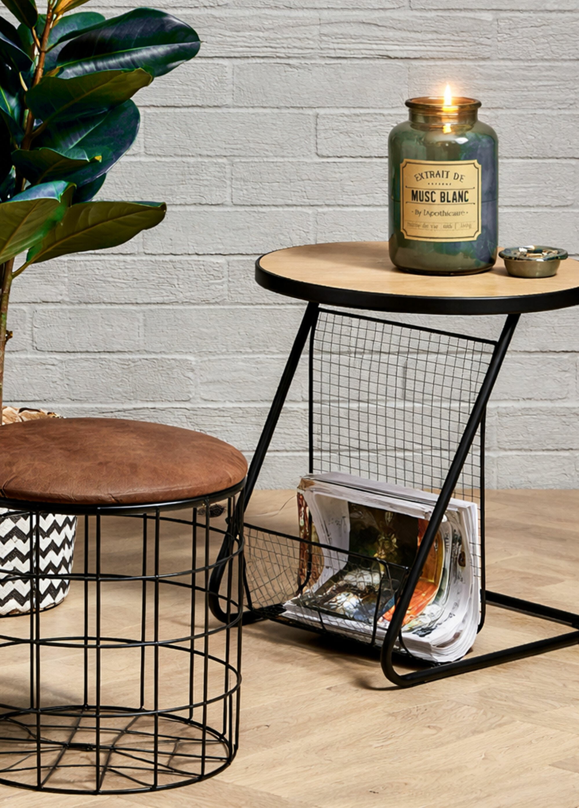 Bougie verre teinté rétro parfumée, 21cm Bleu CMP-BO5168 SI1