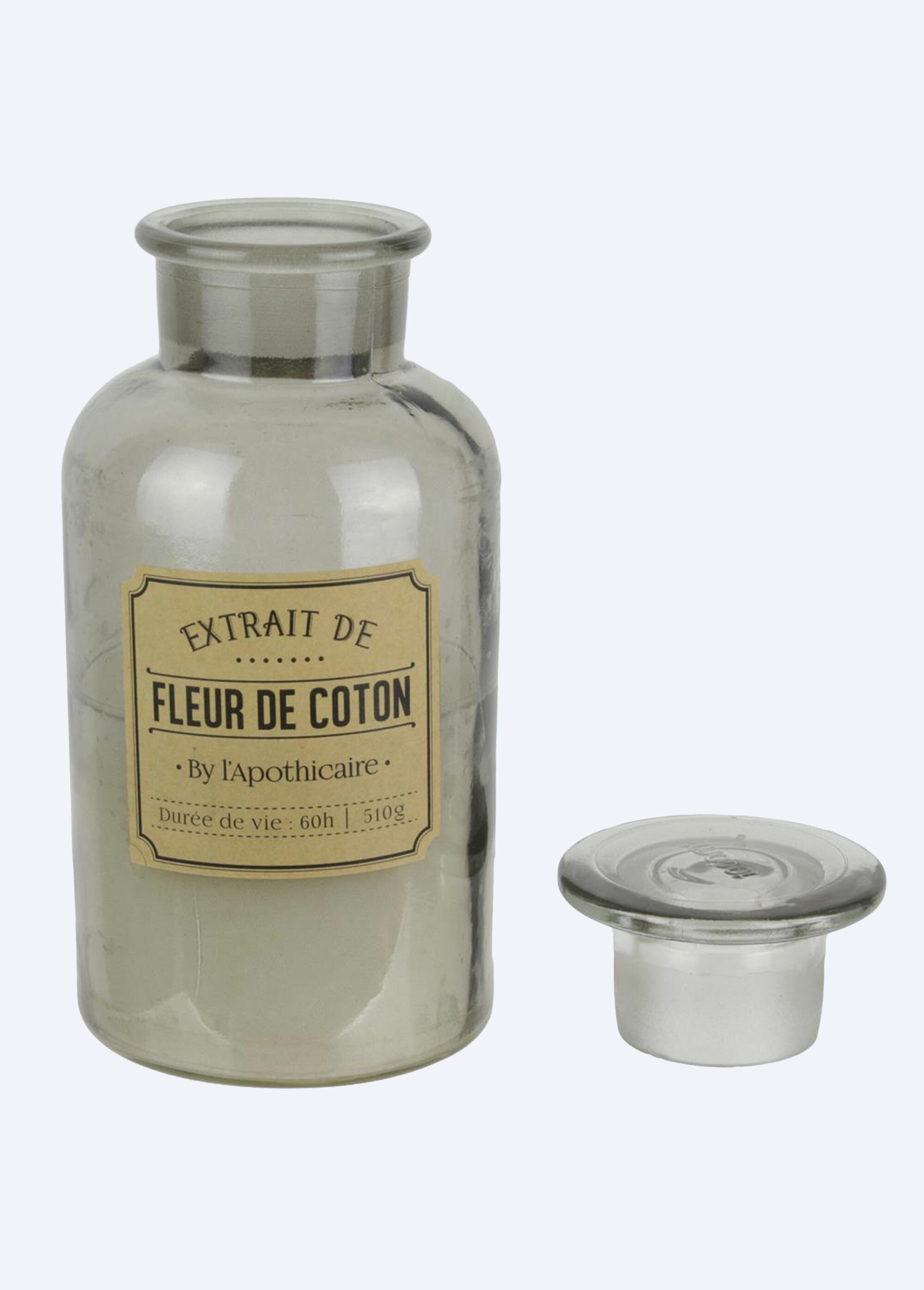 Bougie verre teinté rétro parfumée, 21cm Blanc CMP-BO5168 DE1