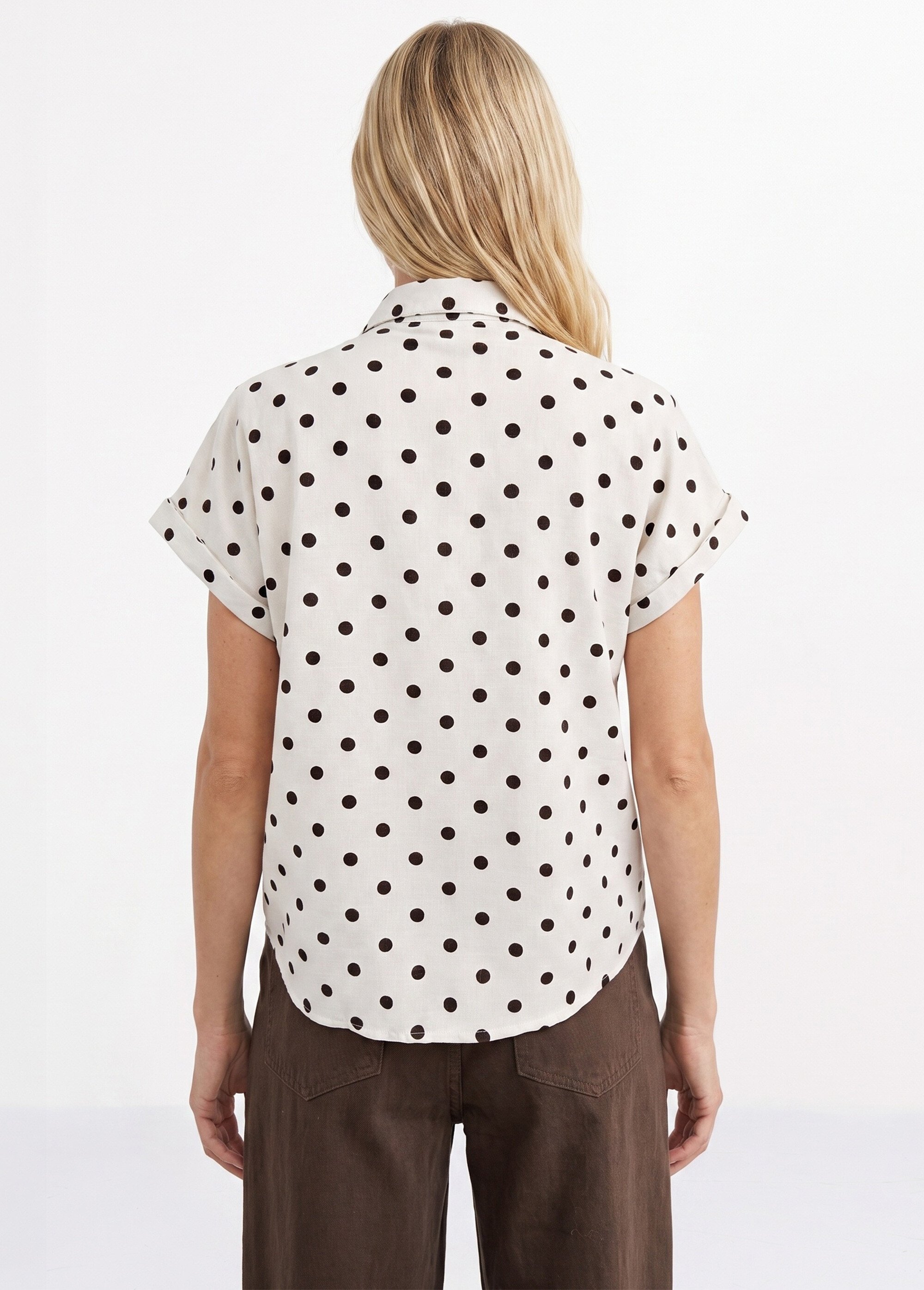 Chemisier motif gros pois manches kimono Femme Beige JB-B6418 DO1