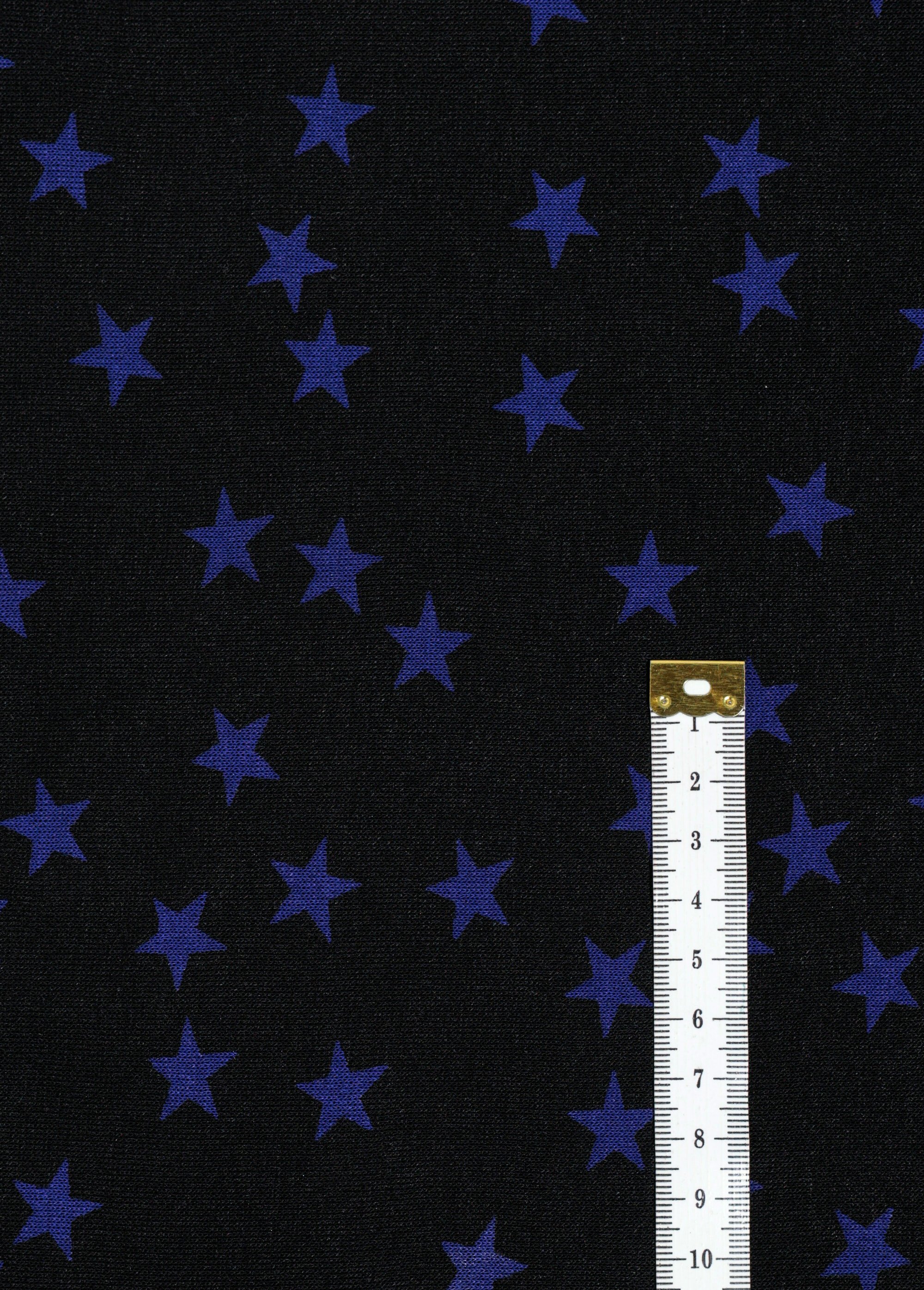 Coupon tissu habillement jersey, étoiles NOIR COT128299 DE1