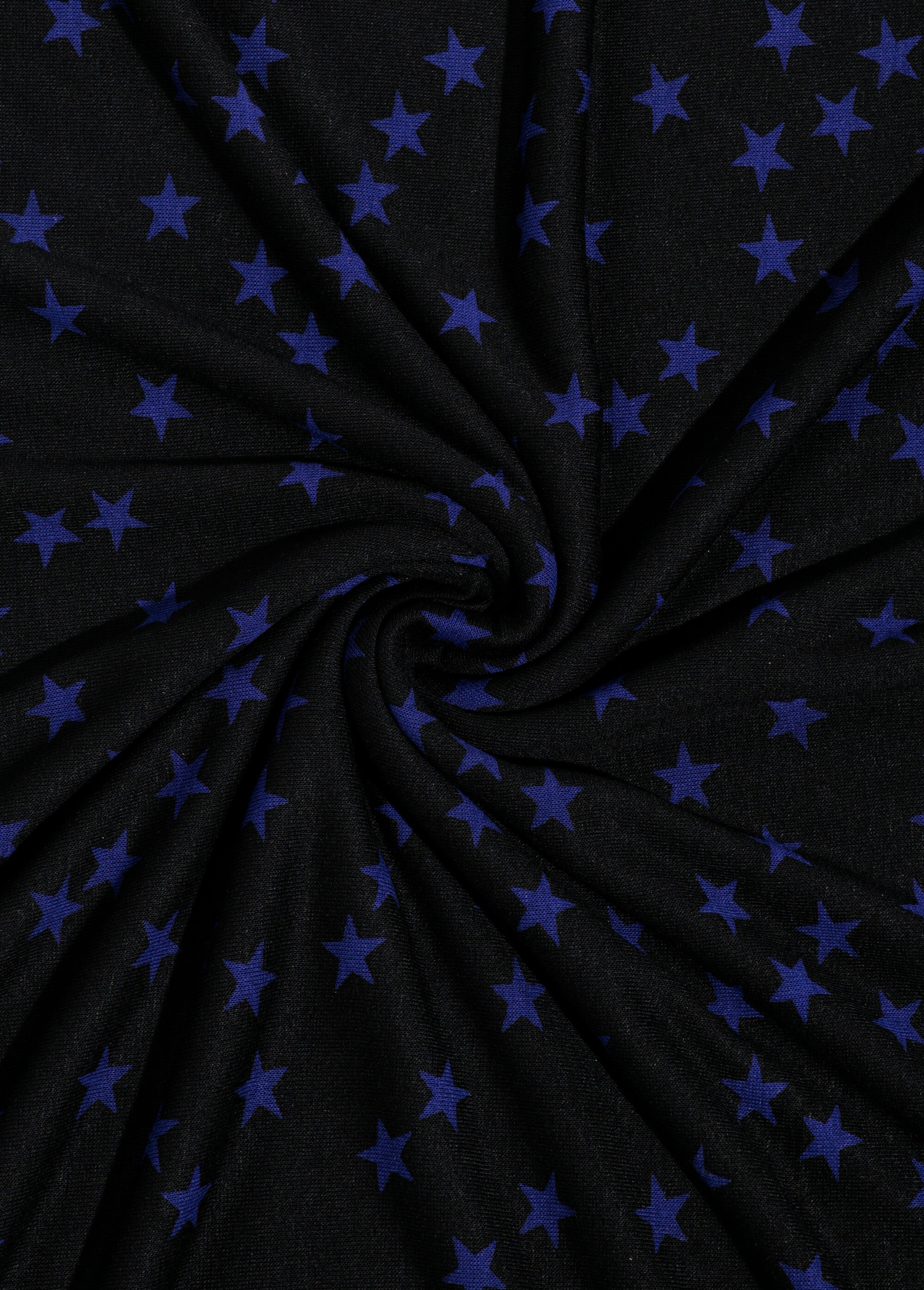 Coupon tissu habillement jersey, étoiles NOIR COT128299 FA1