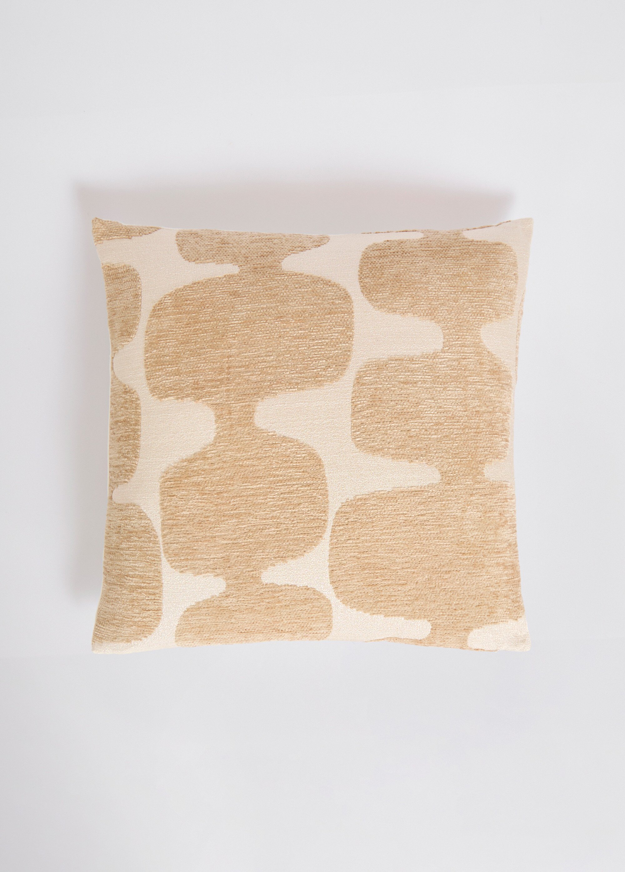 Coussin carré, motif organique velours Beige KP-HZ1260000 FA1