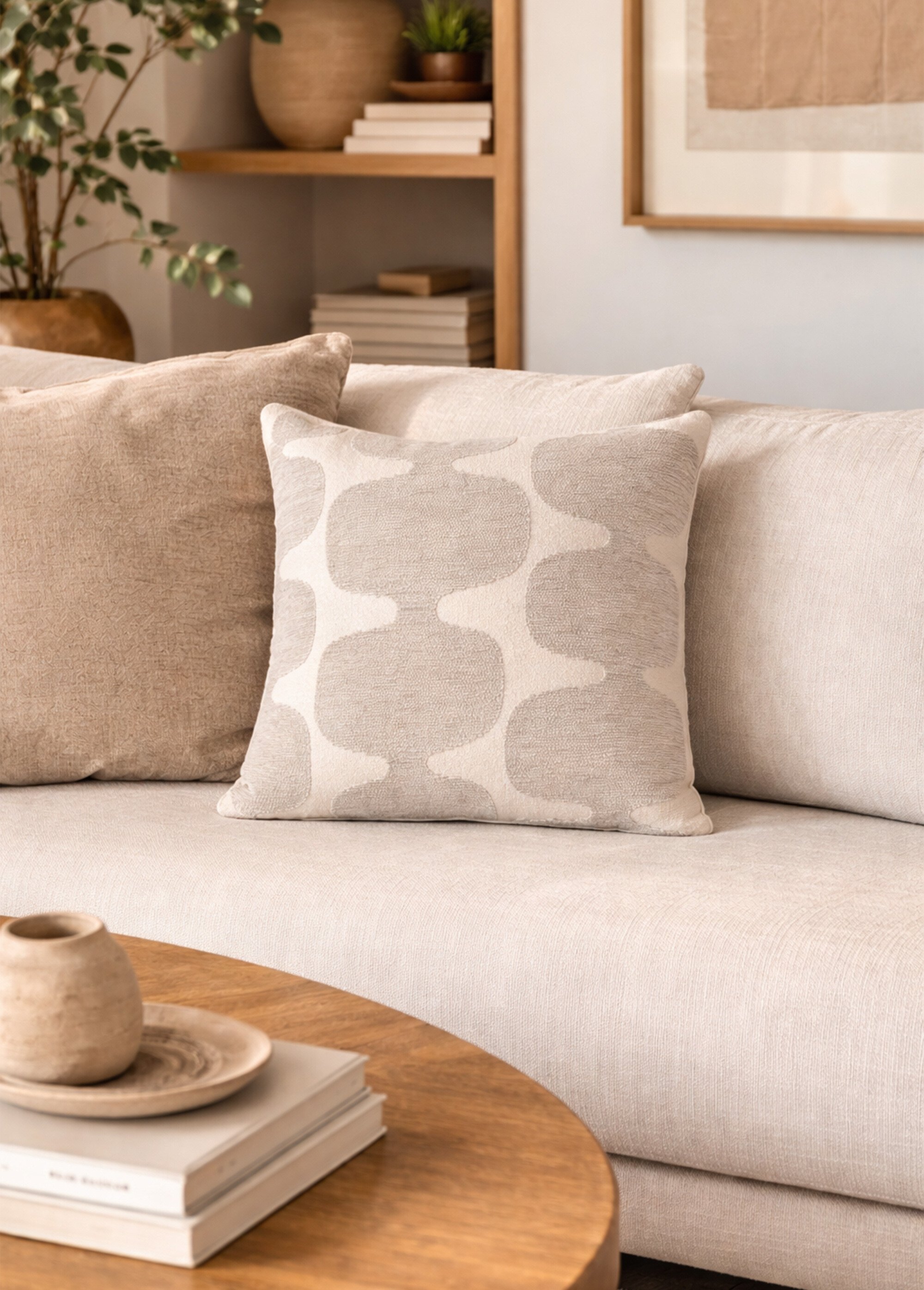 Coussin carré, motif organique velours Gris KP-HZ1260000 SI1