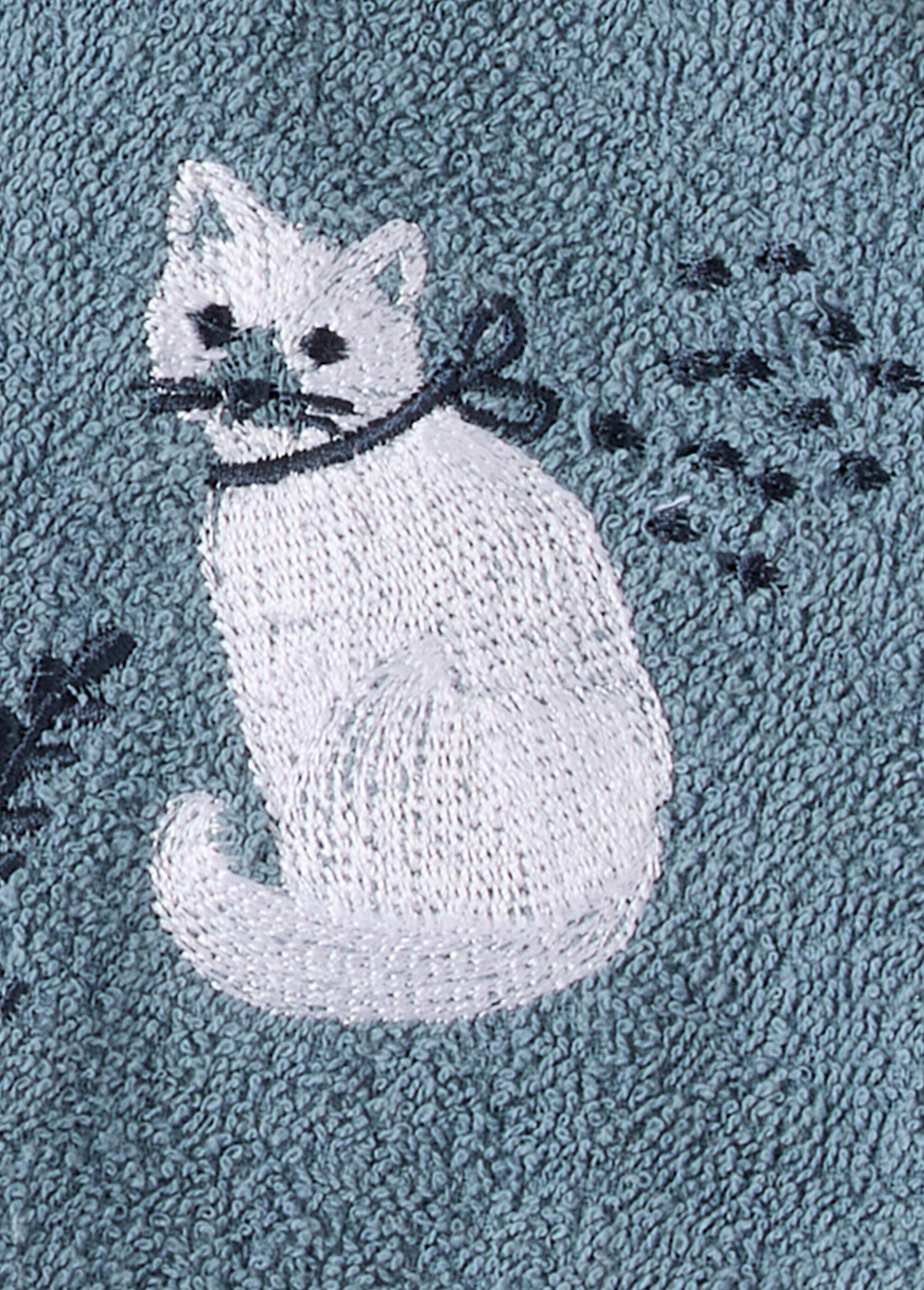 Essuie-mains rond éponge brodée Calitex - lot de 2