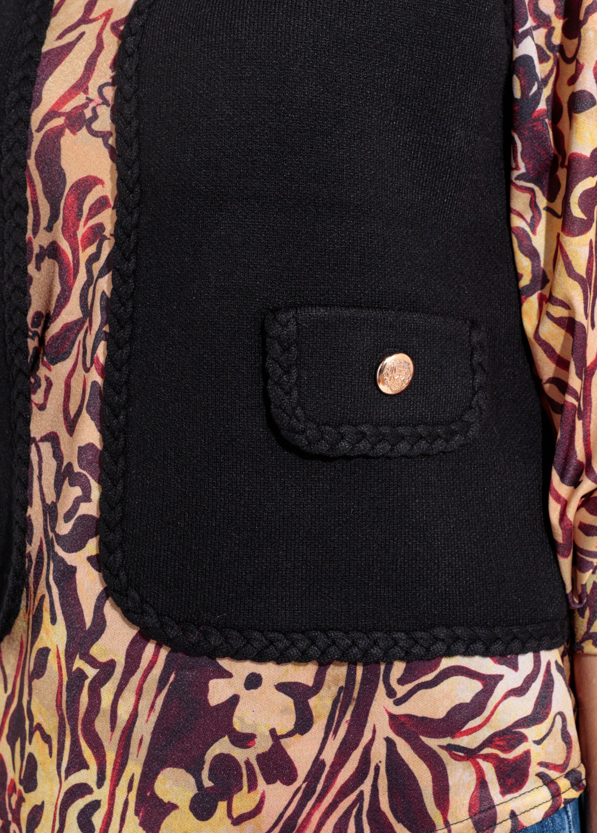 Gilet sans manches épais détails tressés Femme Noir IA-AR820 DE1