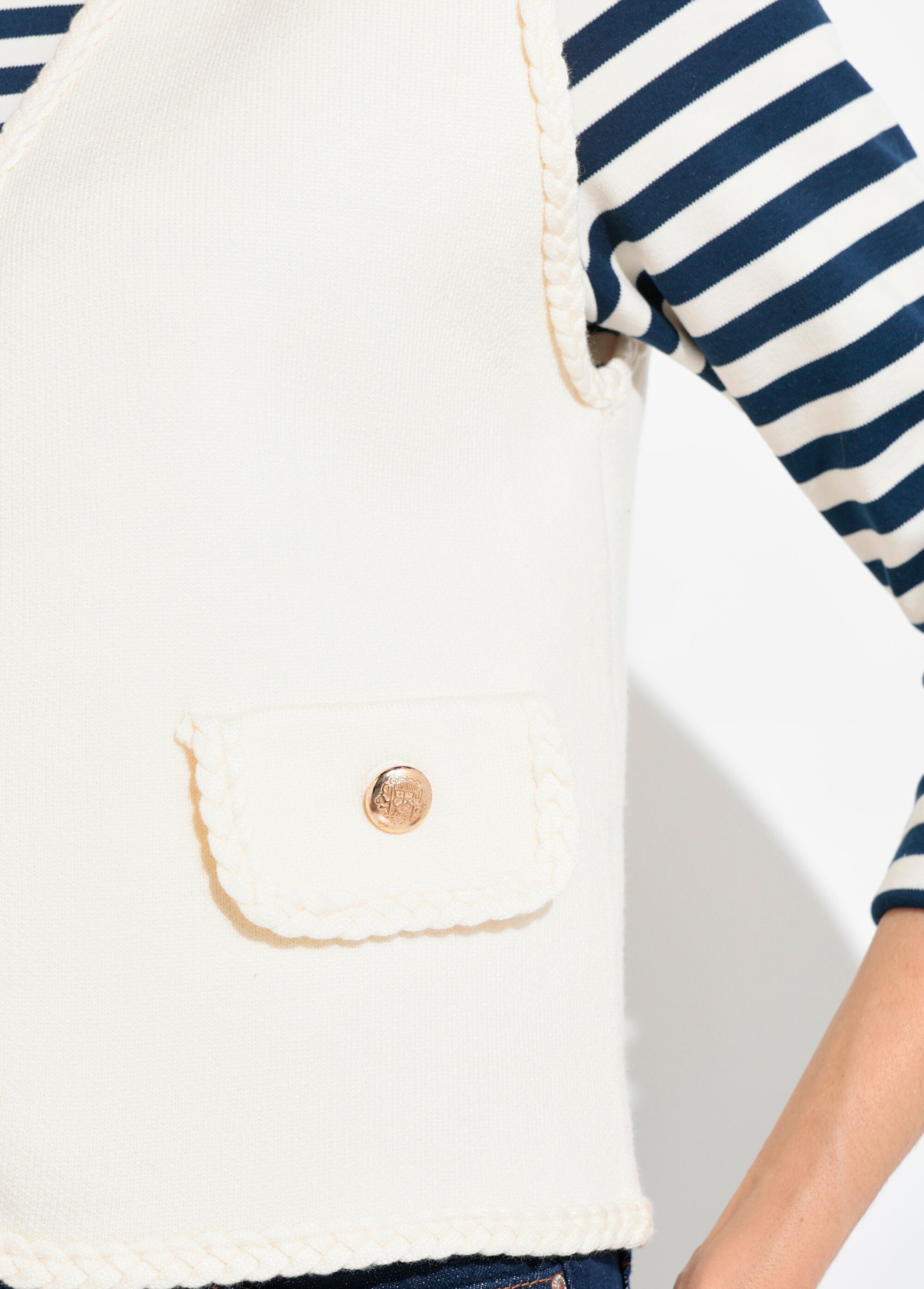 Gilet sans manches épais détails tressés Femme Beige IA-AR820 DE2