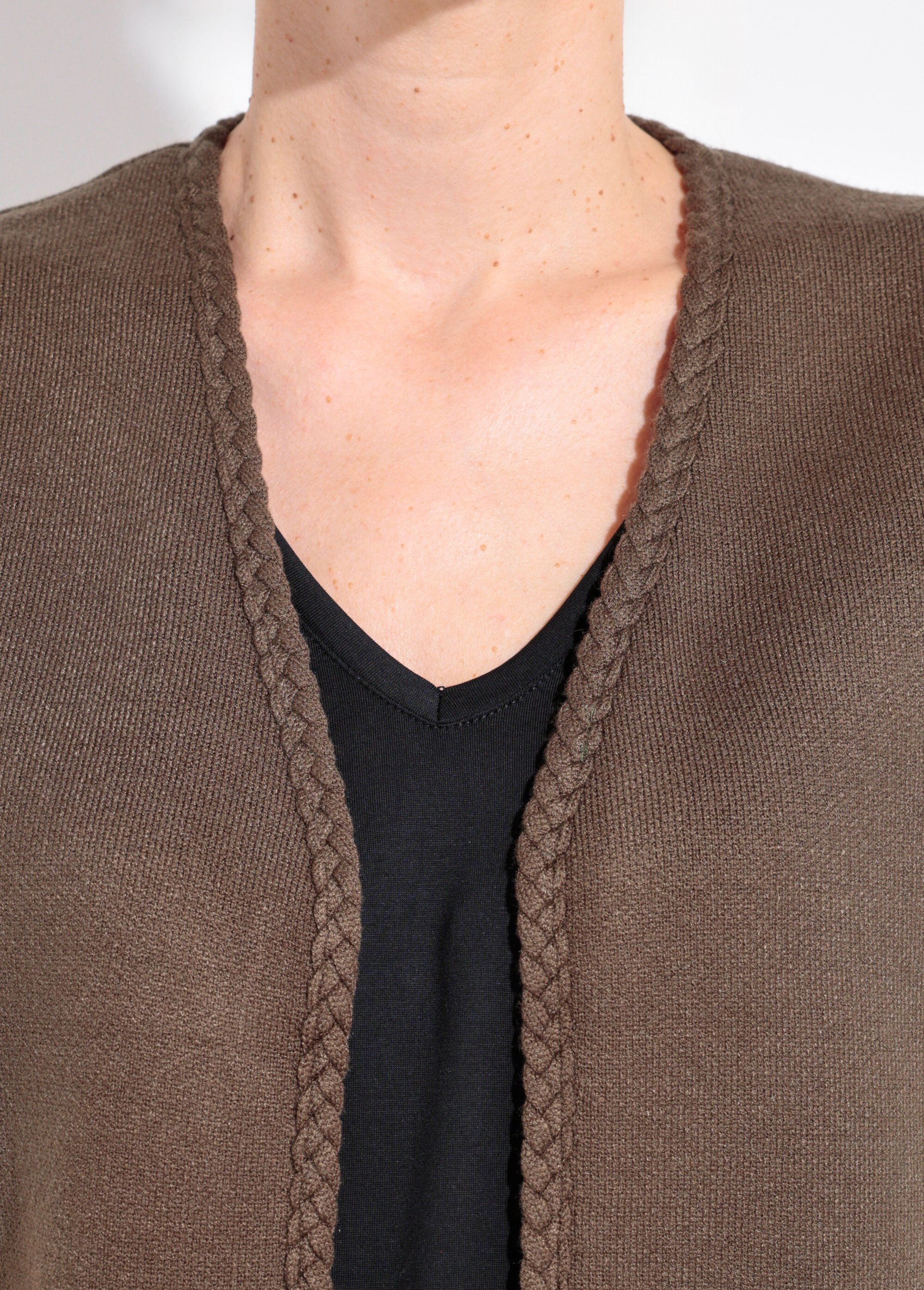 Gilet sans manches épais détails tressés Femme Vert IA-AR820 DE1