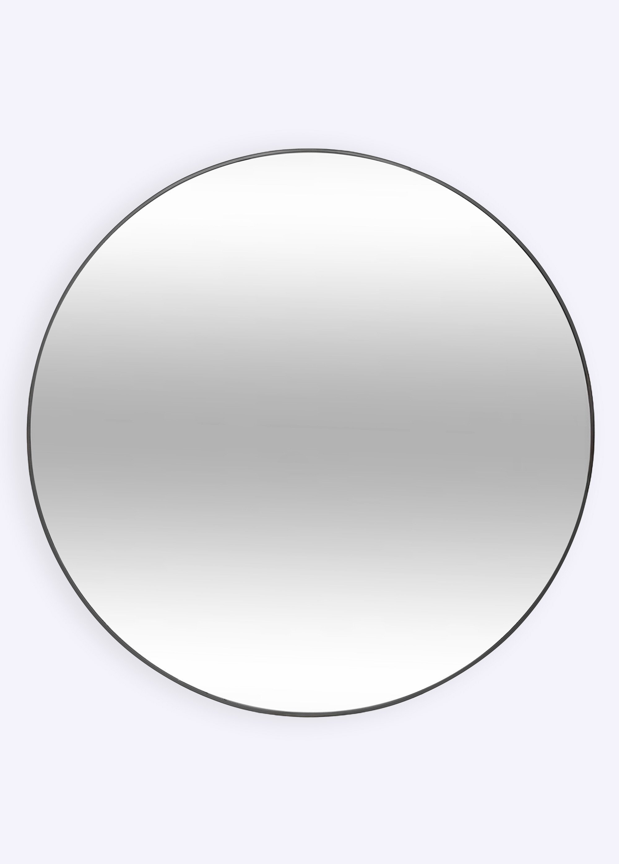 Grand miroir rond, contour fin aluminium