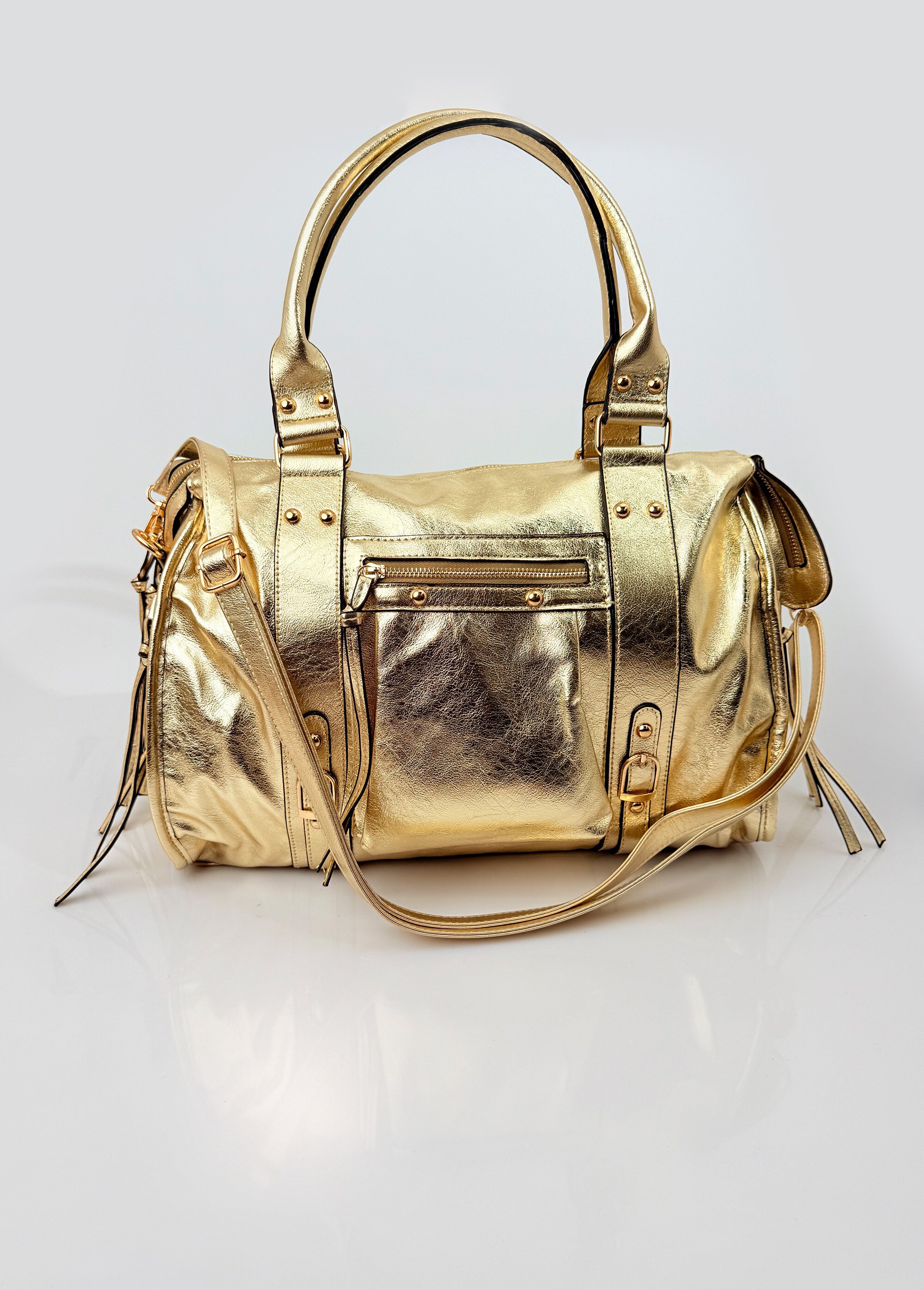 Grand sac à main métallisé tendance Femme Doré BAG-M-339 FA1