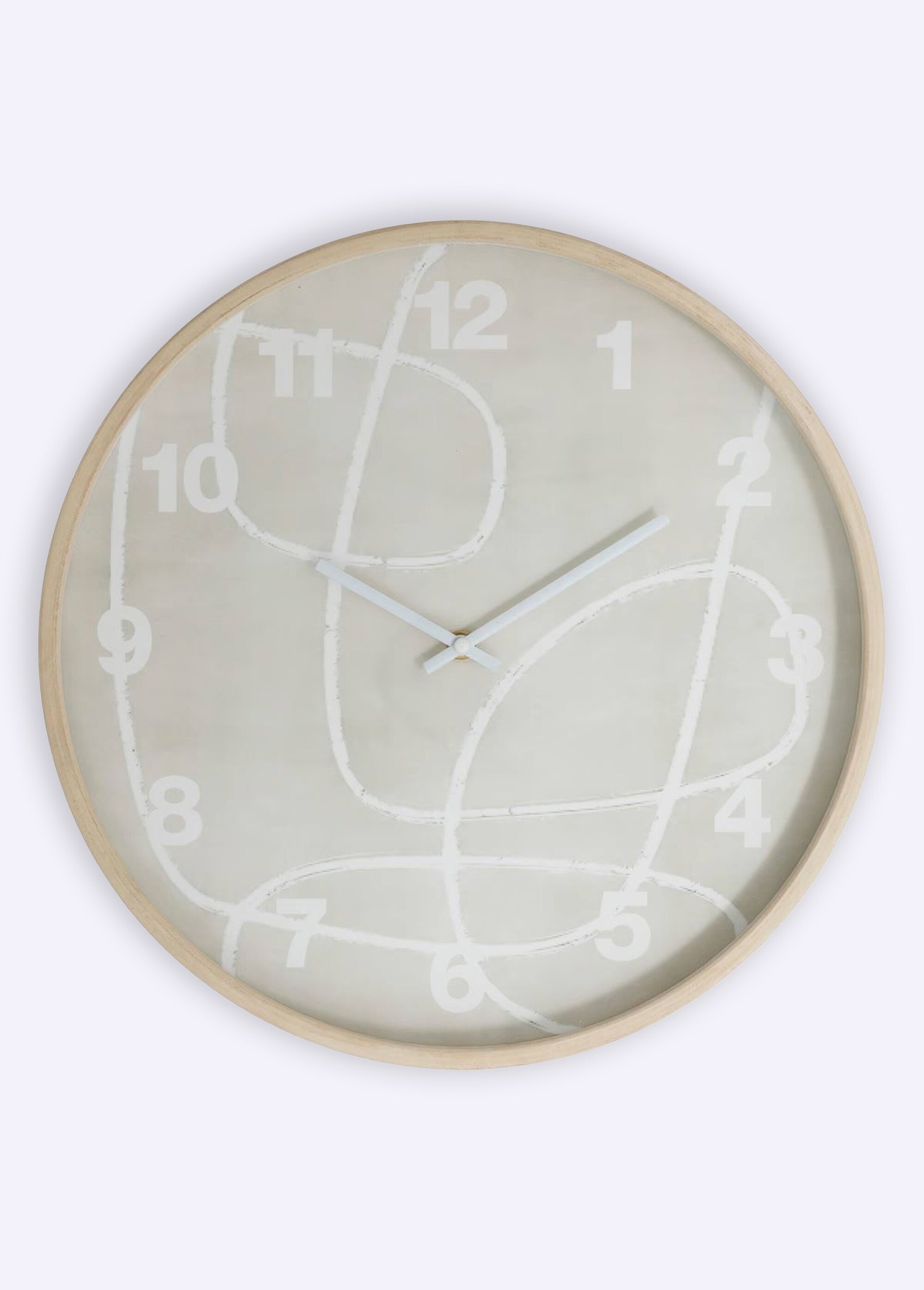 Horloge motif abstrait cadre aspect bois
