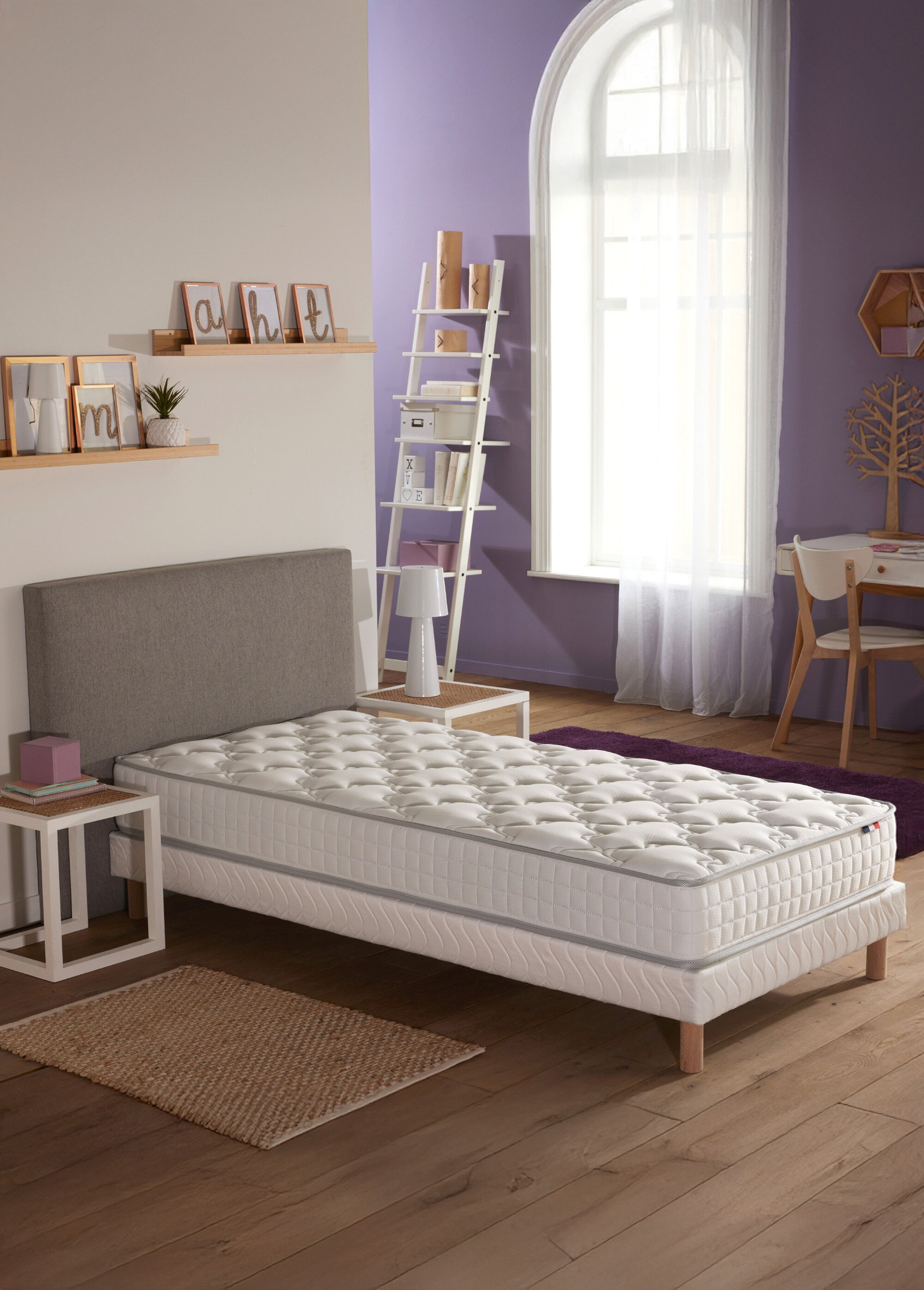 Matelas ferme à ressorts 5 zones, haut. 19/20cm BLANC AFI-RAVELIE SF2