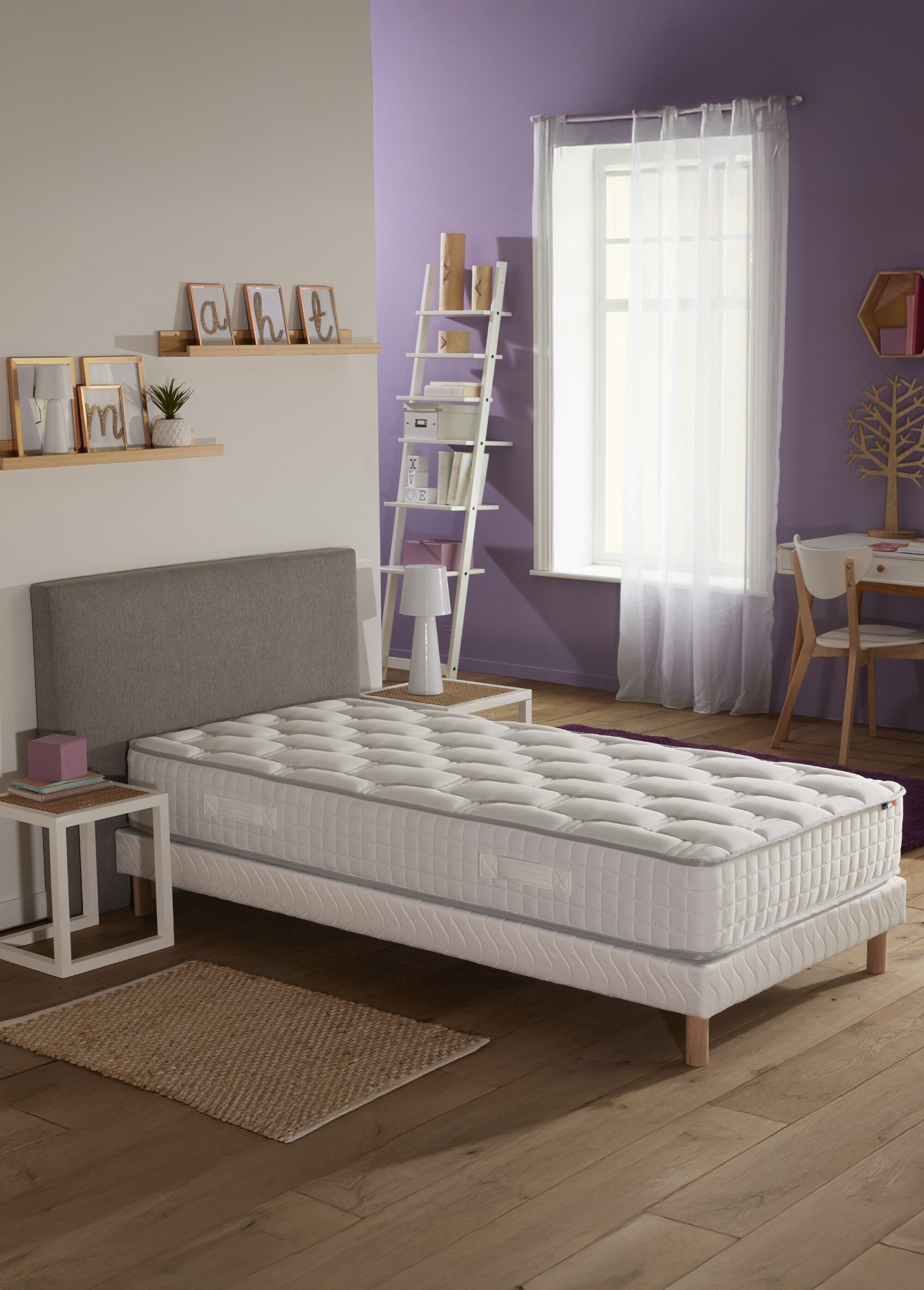 Matelas ferme à ressorts 7 zones, haut. 24cm BLANC AFI-RENONCULE SF2
