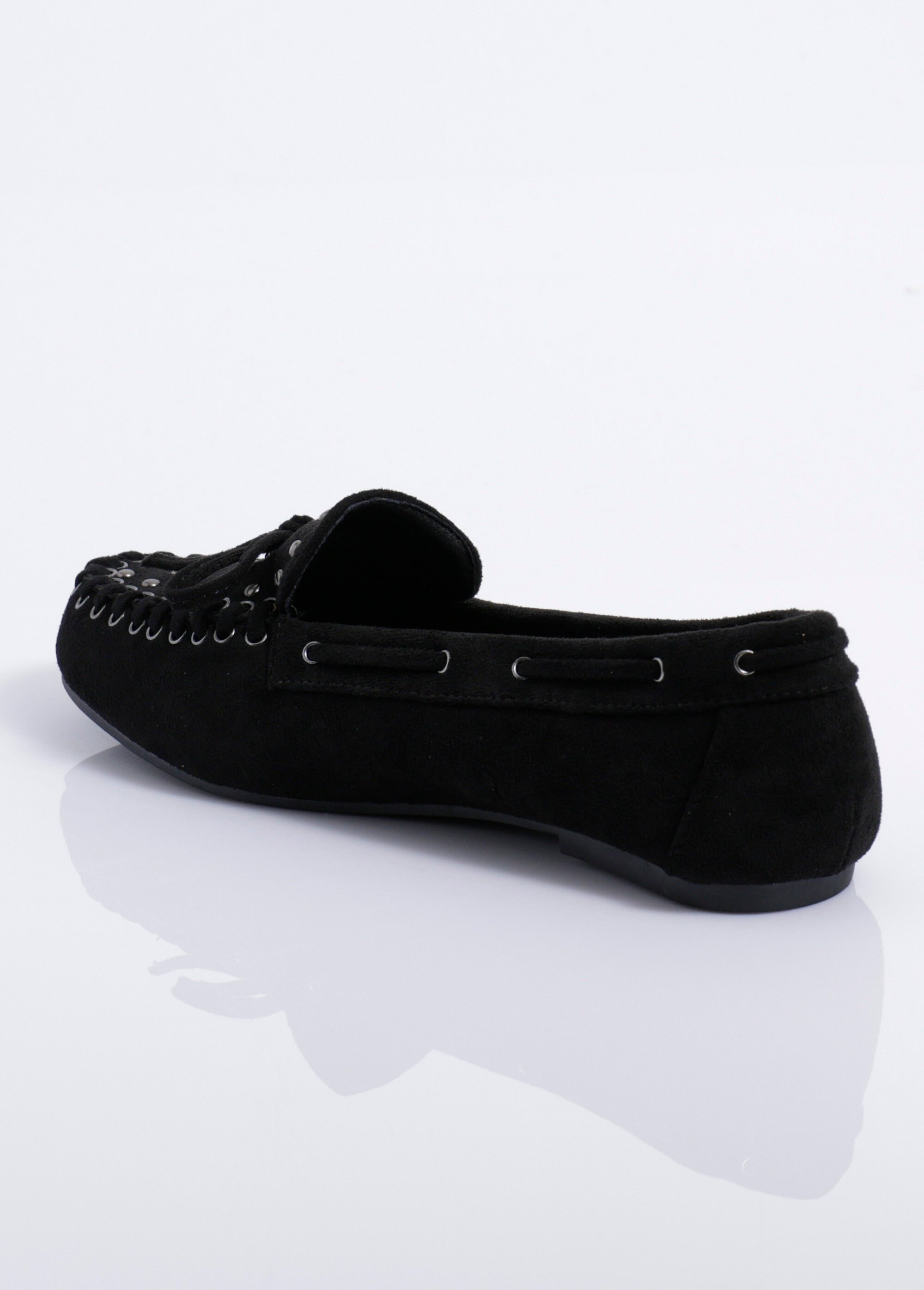 Mocassins avec liens et clous métal Femme Noir JOIH8-982H DO1