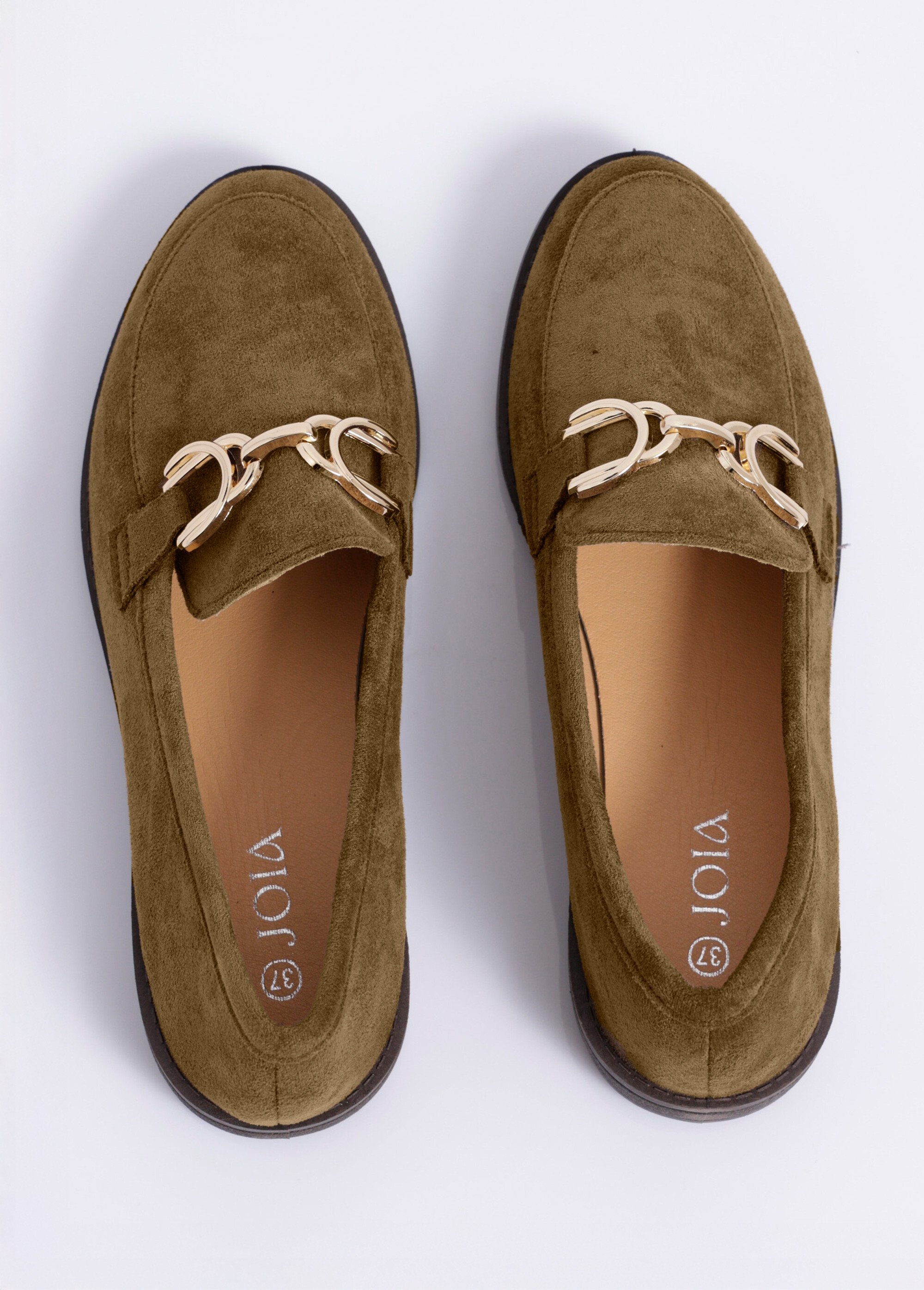 Mocassins suédine avec bride en métal Femme Vert JOIH8-1027M OV1