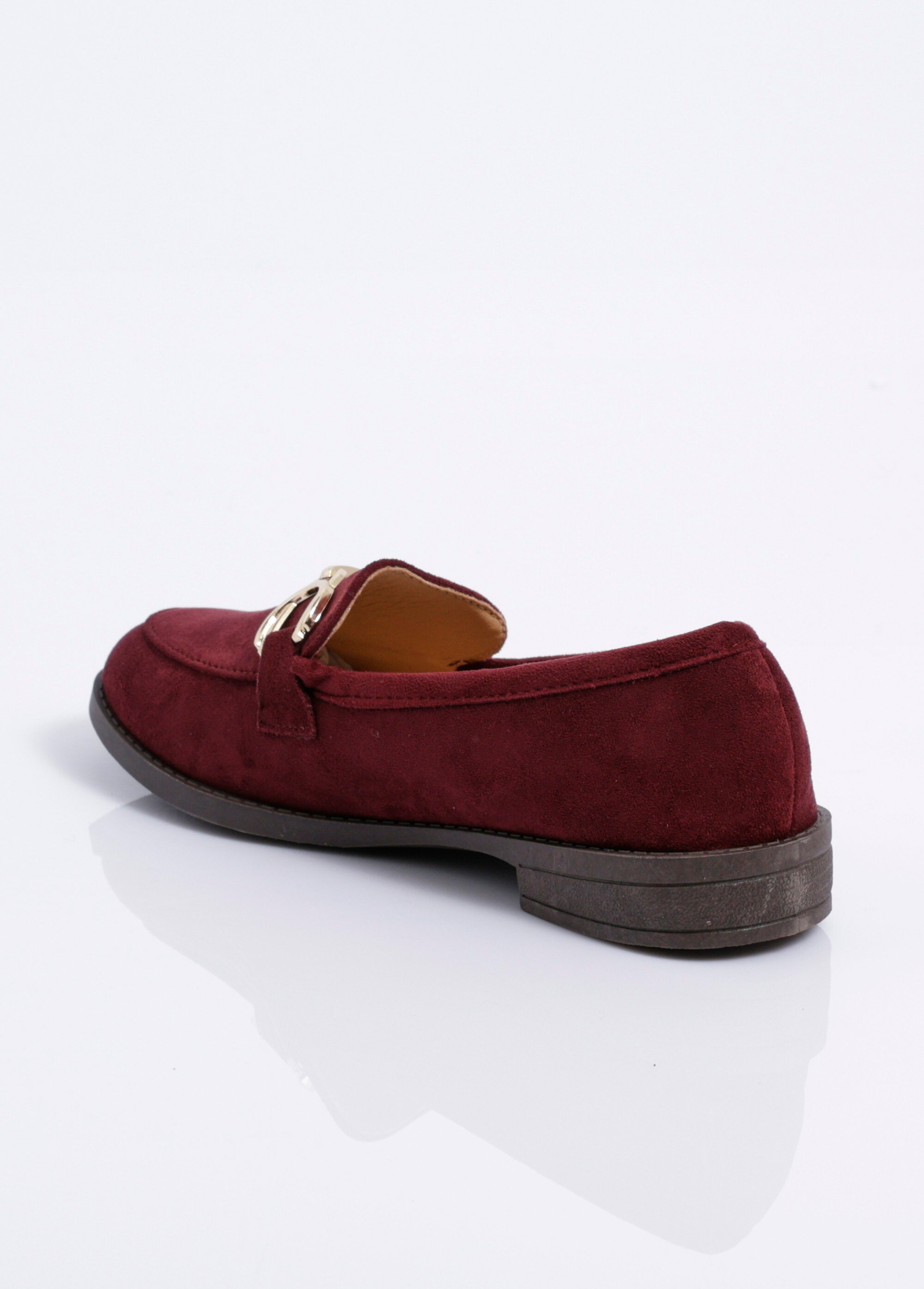 Mocassins suédine avec bride en métal Femme Rouge JOIH8-1027M DO1