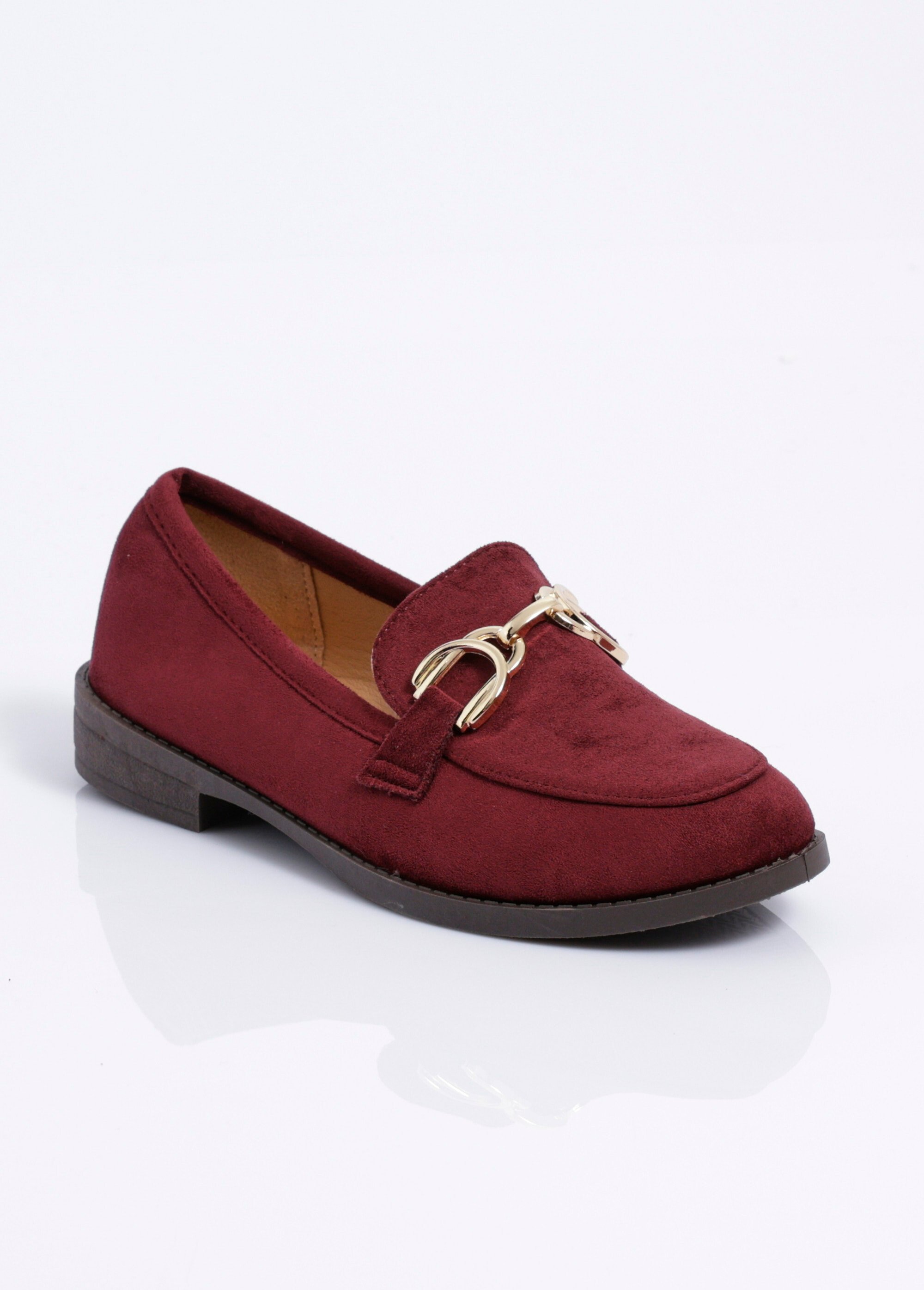 Mocassins suédine avec bride en métal Femme Rouge JOIH8-1027M FA1