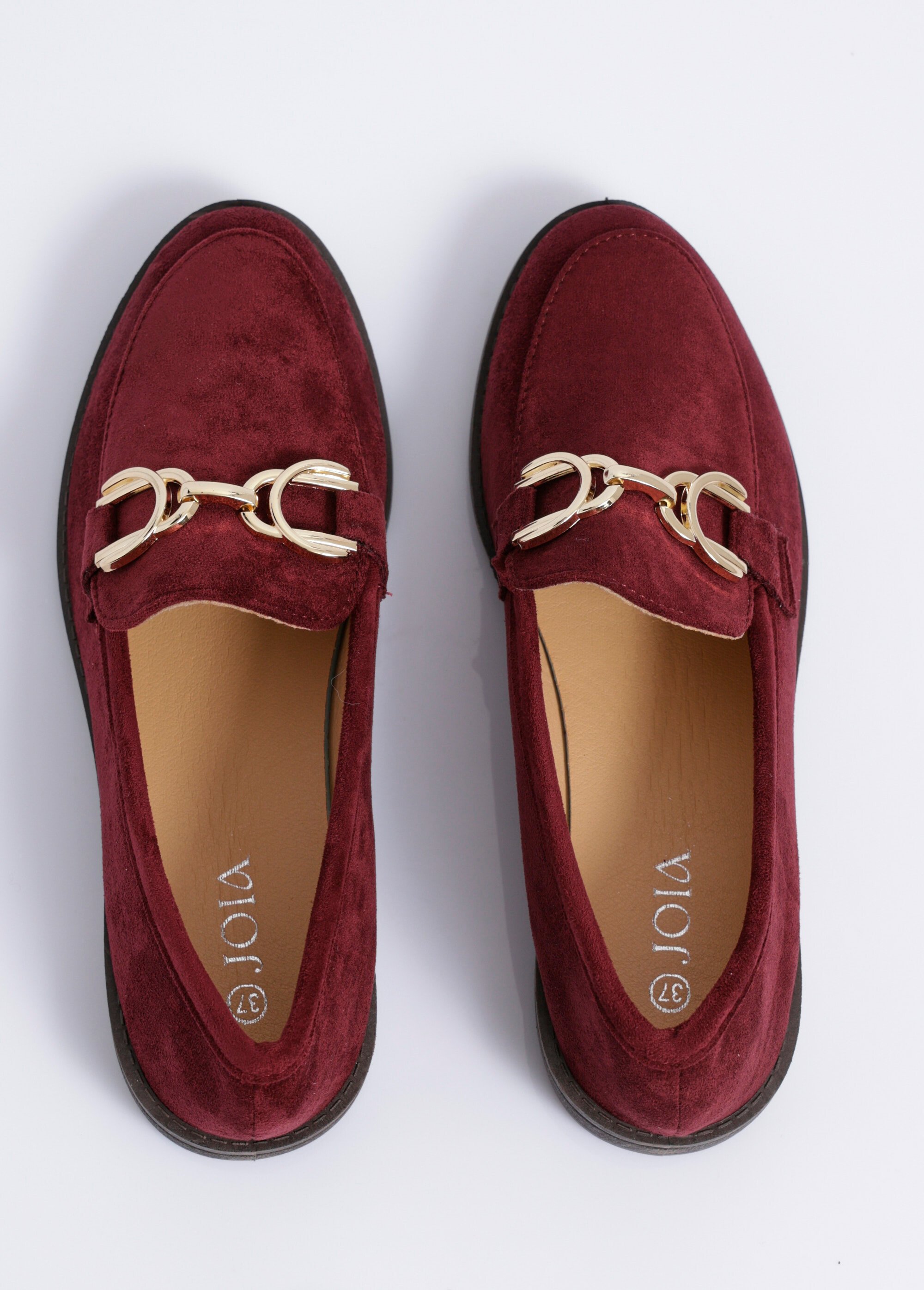 Mocassins suédine avec bride en métal Femme Rouge JOIH8-1027M OV1