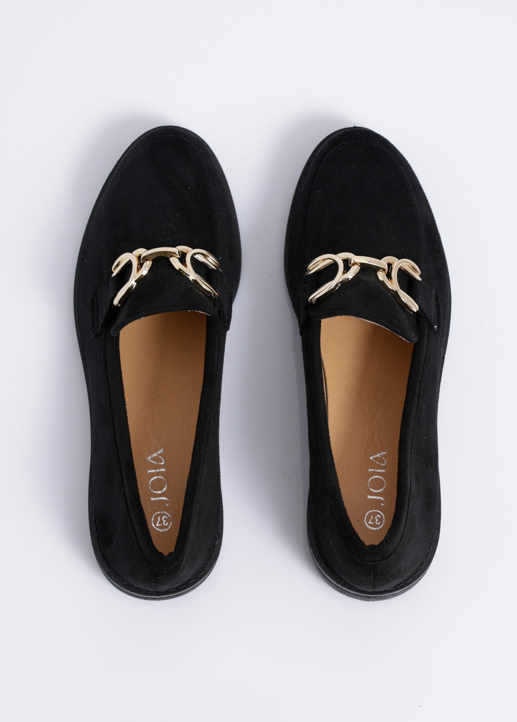 Mocassins suédine avec bride en métal Femme Noir JOIH8-1027M OV1