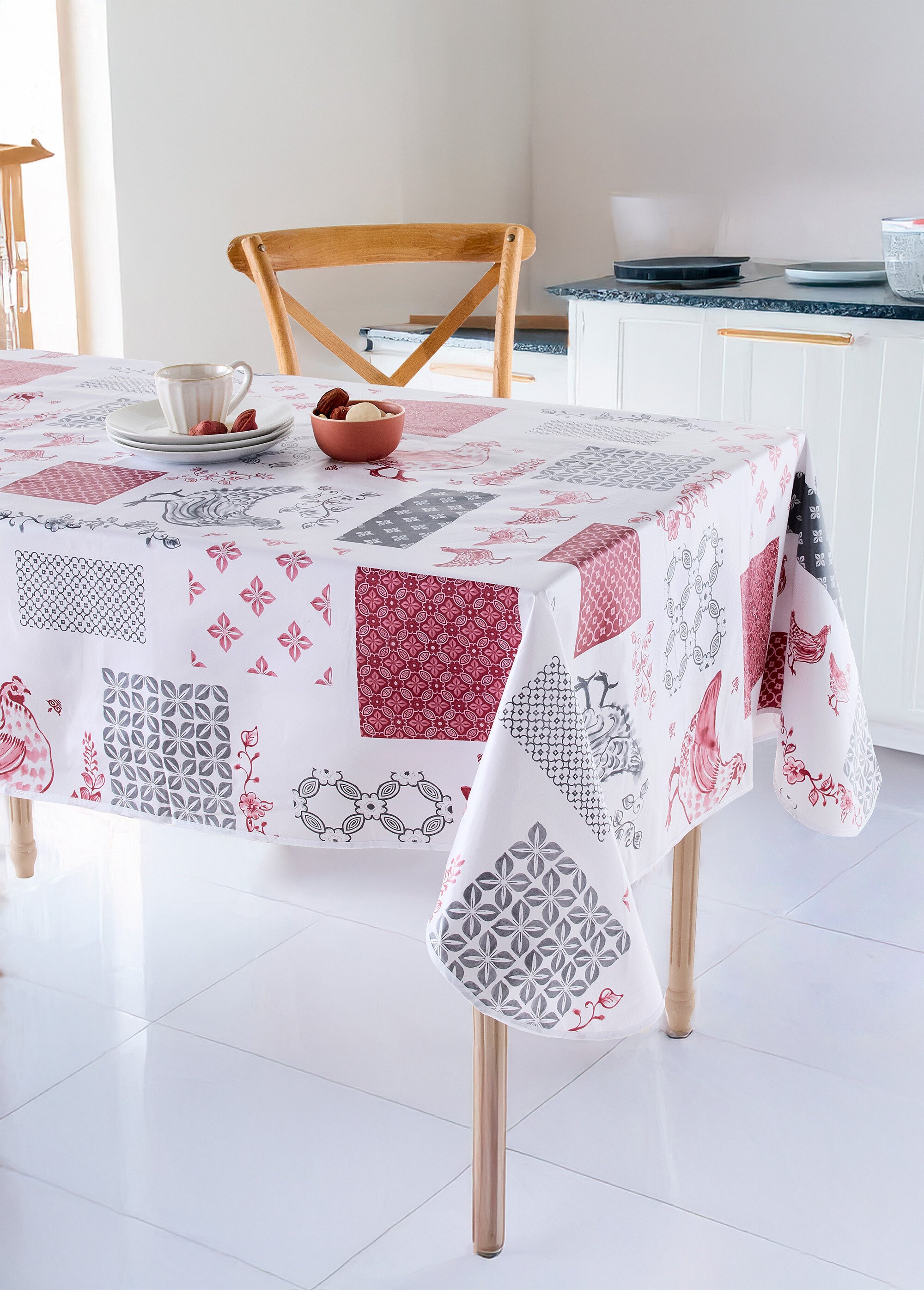 Nappe toile cirée Calitex imprimée Blanc REZIA FA1