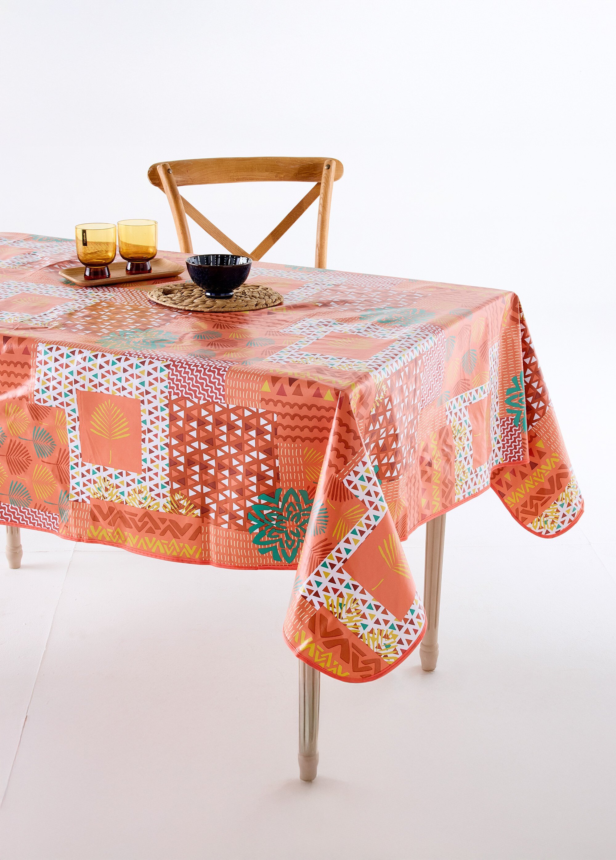 Nappe toile cirée Calitex imprimée Orange REZIA FA1