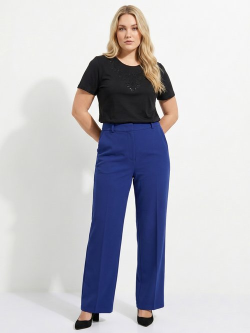 Pantalon fluide large Femme Grande Taille Bleu NEBULE SI1