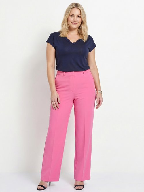 Pantalon fluide large Femme Grande Taille Rose NEBULE SI1