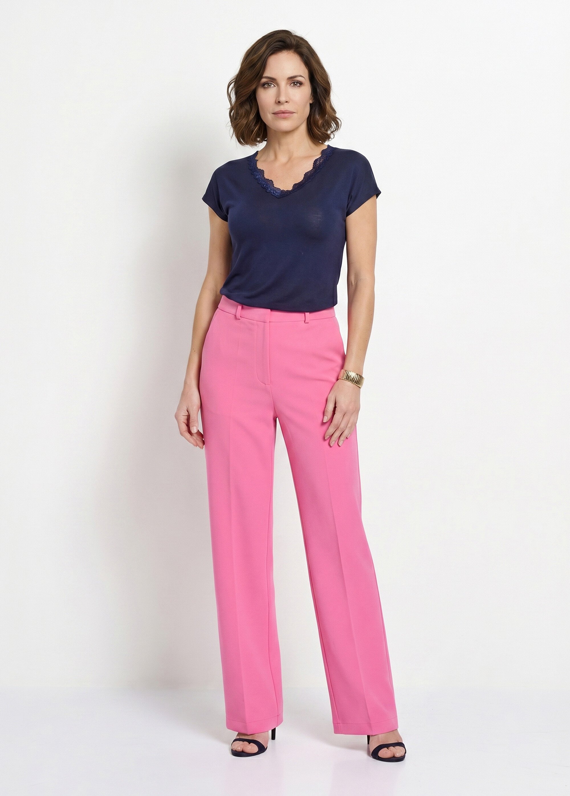 Pantalon fluide large Femme Rose NEBULE SI1