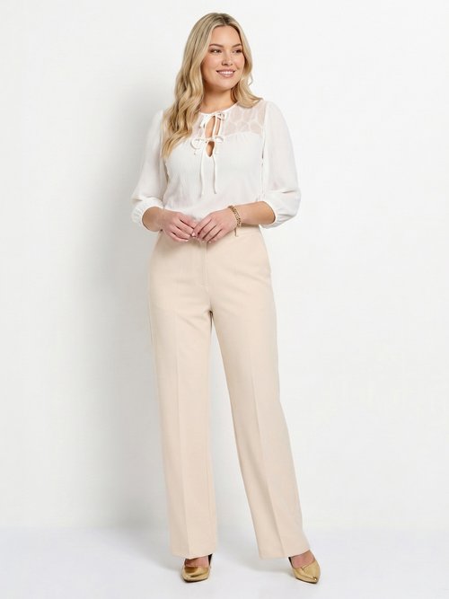 Pantalon fluide large Femme Grande Taille Beige NEBULE SI1