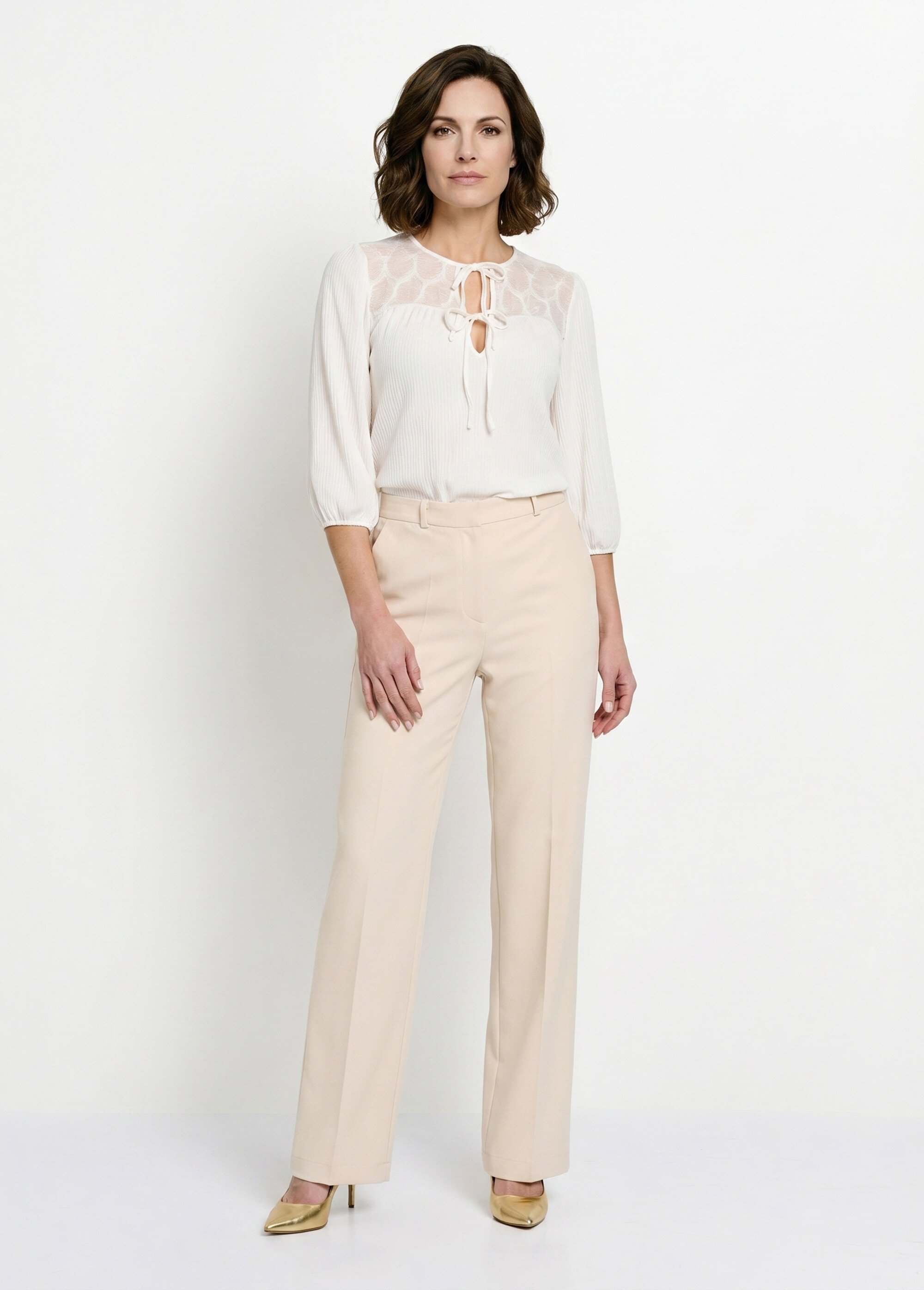 Pantalon fluide large Femme Beige NEBULE SI1