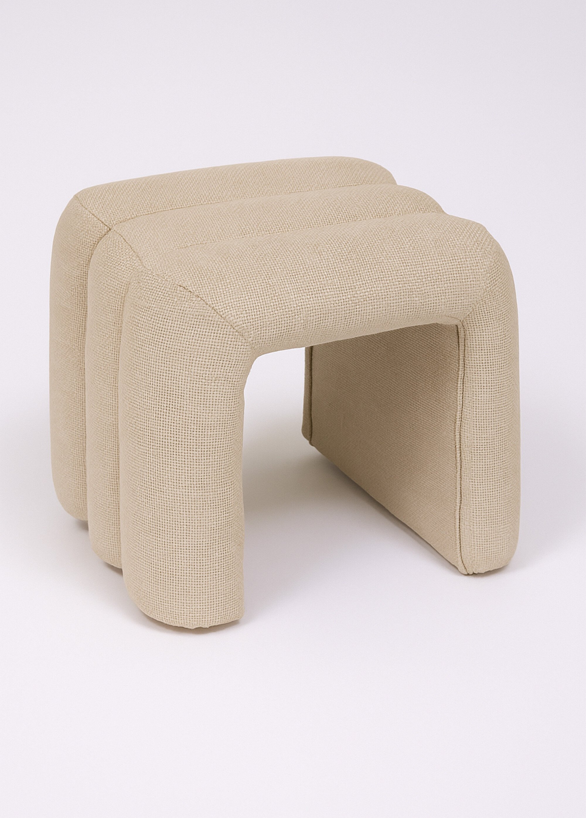 Pouf décoratif en tissu, forme arche BEIGE JJA-207376A FA1