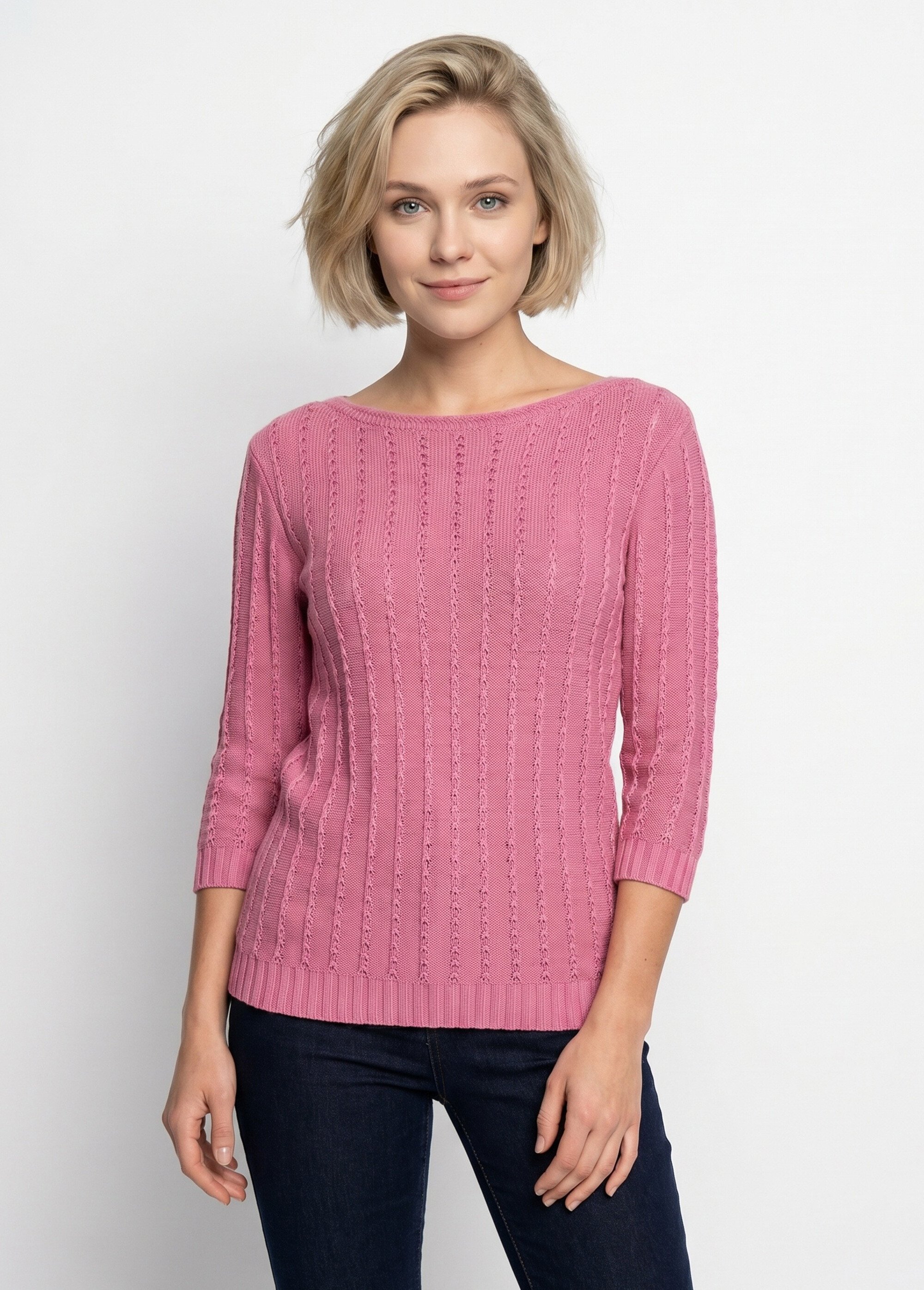 Pull col bateau manches 3/4 Femme Rose MIRIBEL FA1