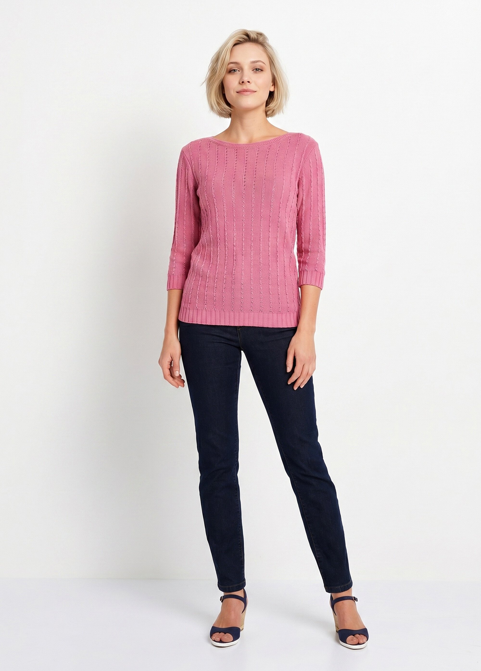 Pull col bateau manches 3/4 Femme Rose MIRIBEL SI1