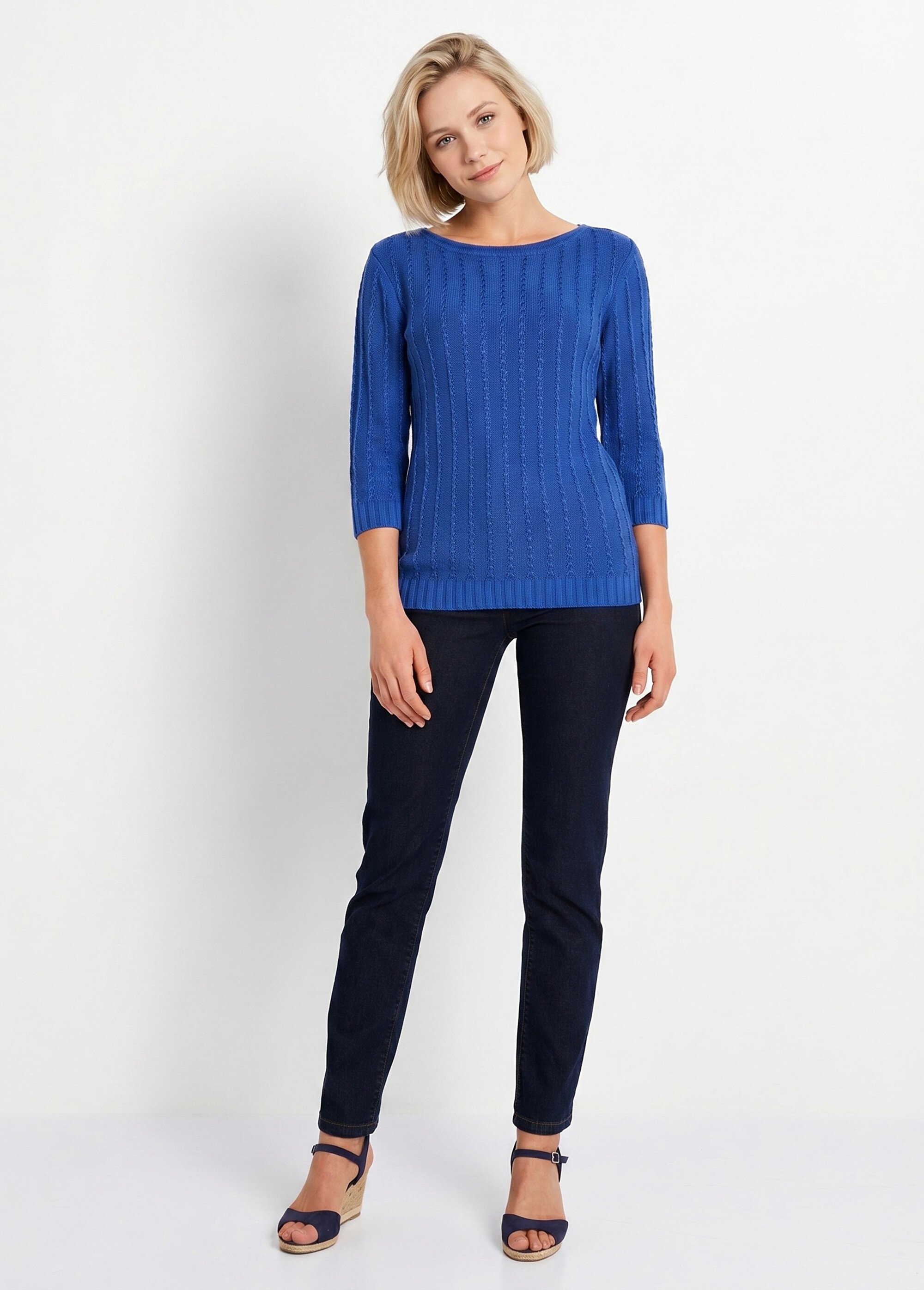 Pull col bateau manches 3/4 Femme Bleu MIRIBEL SI1