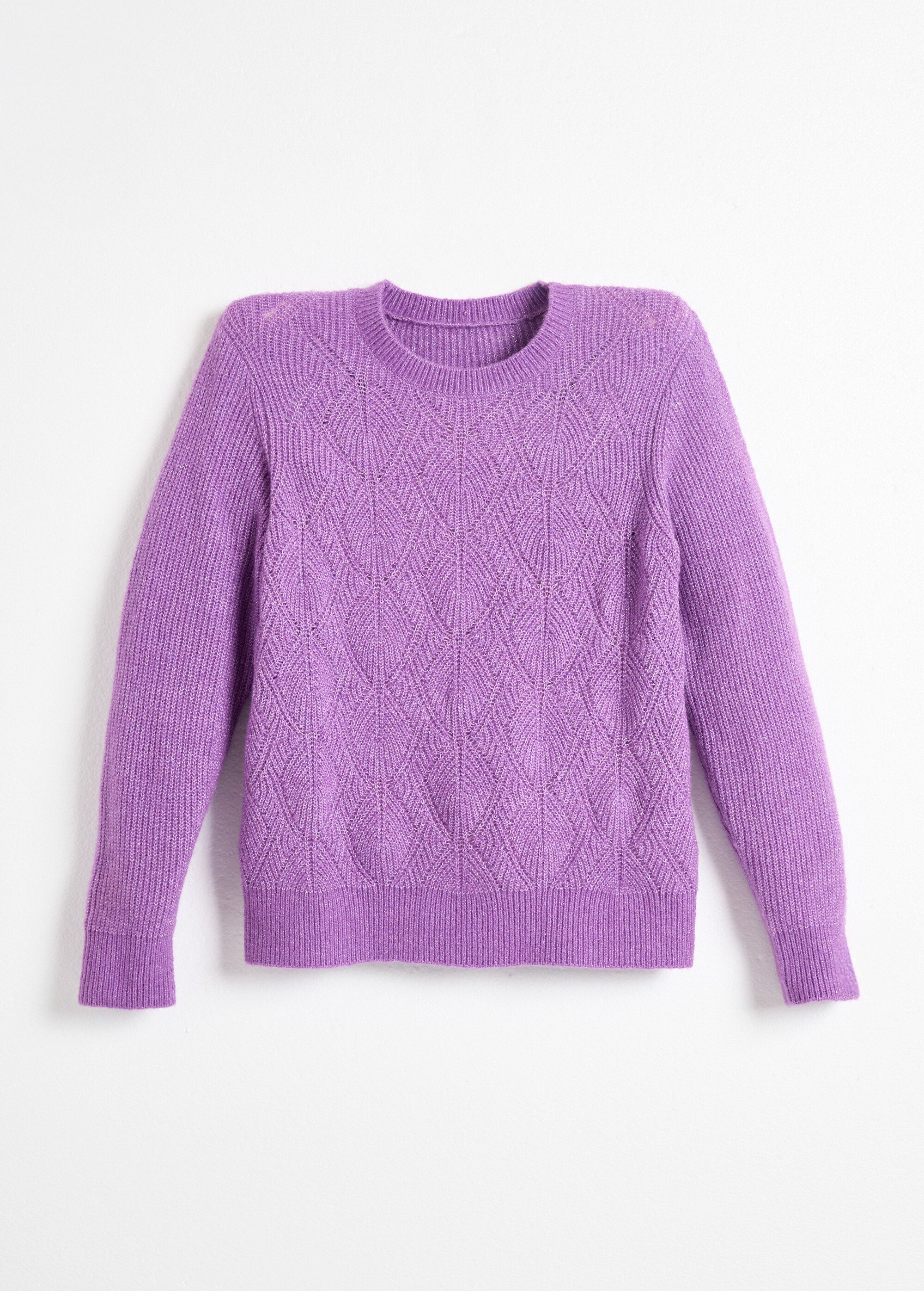 Pull doux maille ajourée fibres recyclées et laine Femme Violet PAQUITA AP1