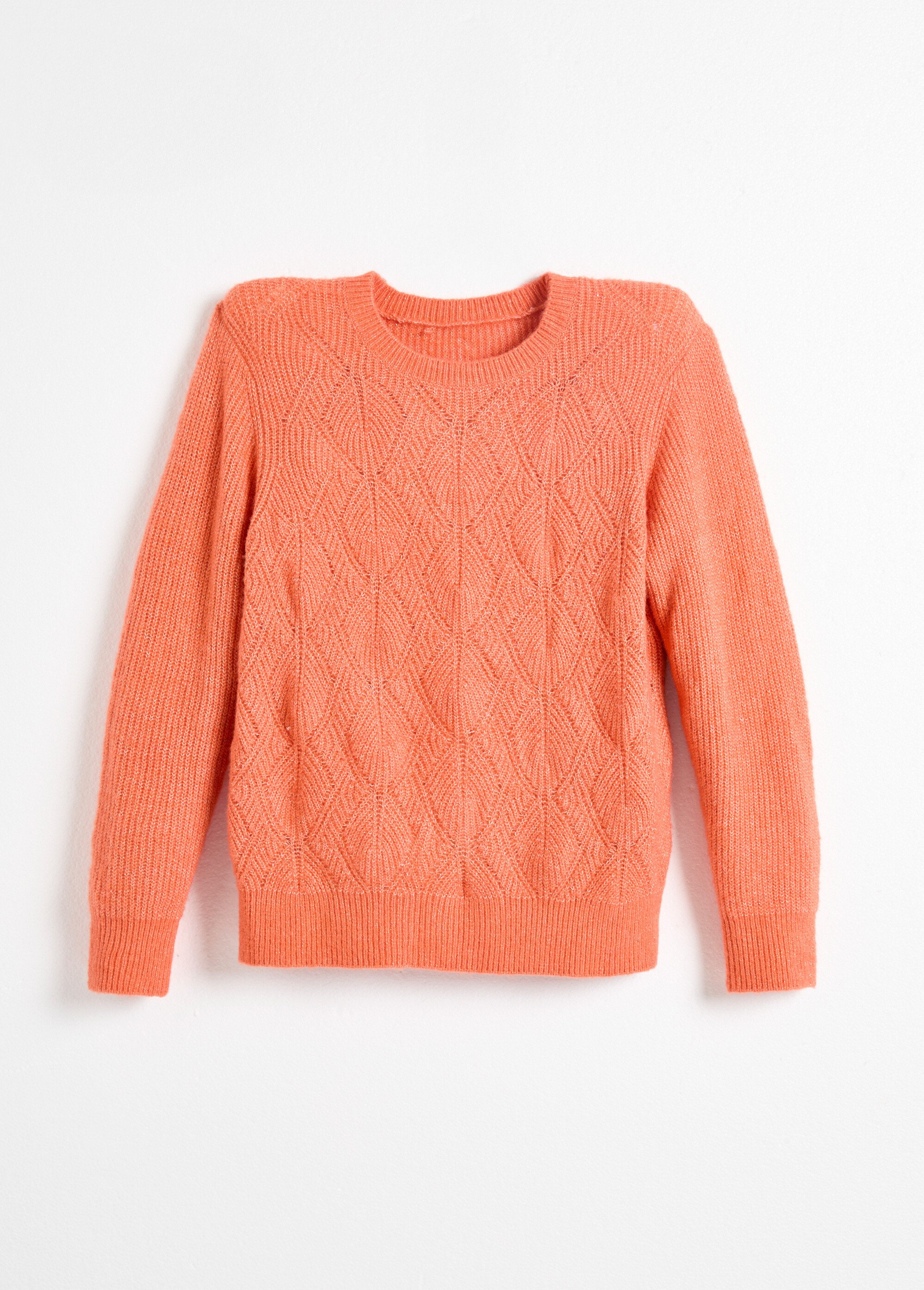 Pull doux maille ajourée fibres recyclées et laine Femme Orange PAQUITA AP1